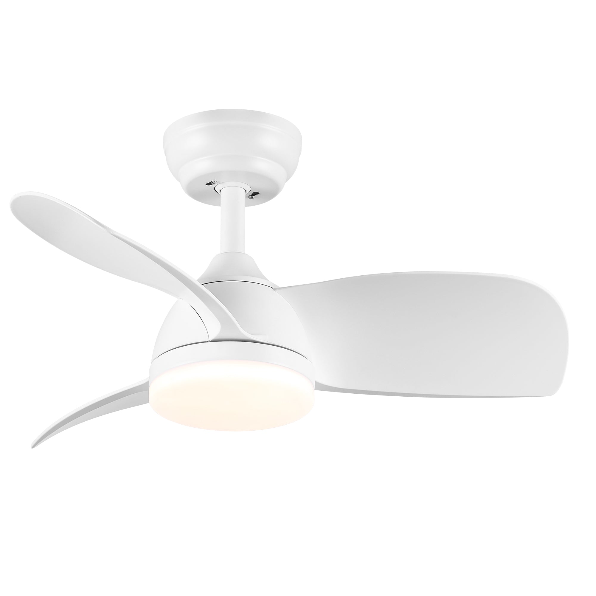 28 Inch Integrated LED Ceiling Fan with White ABS Blades - Energy Efficient Cooling & Lighting for Bedroom, Living Room, and Office Spaces