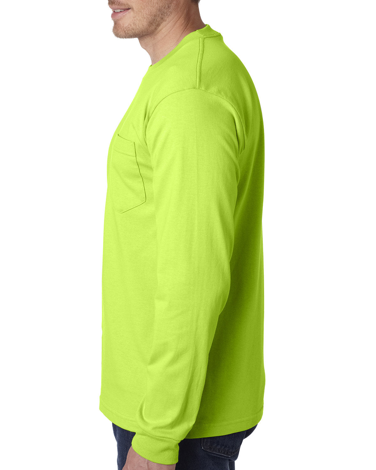 Bayside BA8100 Men's 100% Cotton Long Sleeve Pocket T-Shirt - 6.1 oz Comfort Fit Casual Work Shirt for Everyday Wear, Outdoor Activities & Layering