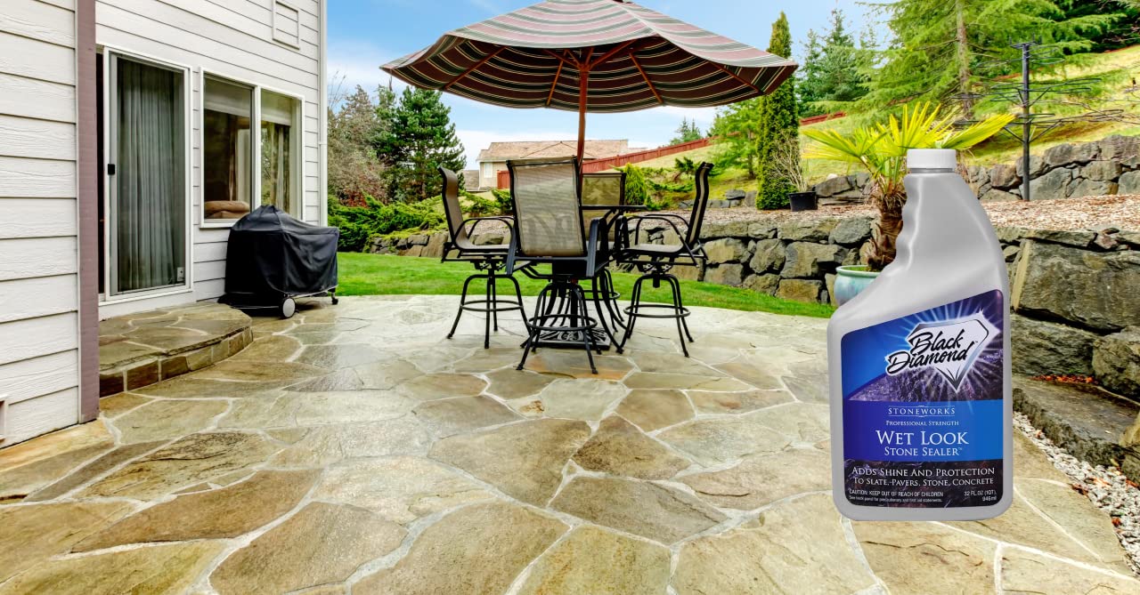 Premium Color Enhancer & Sealer for Natural Stone & Pavers - Enhances Marble, Travertine, Limestone, Granite, Slate, Concrete, Grout, Brick & Block - Ideal for Patios, Walkways & Outdoor Landscaping Surfaces