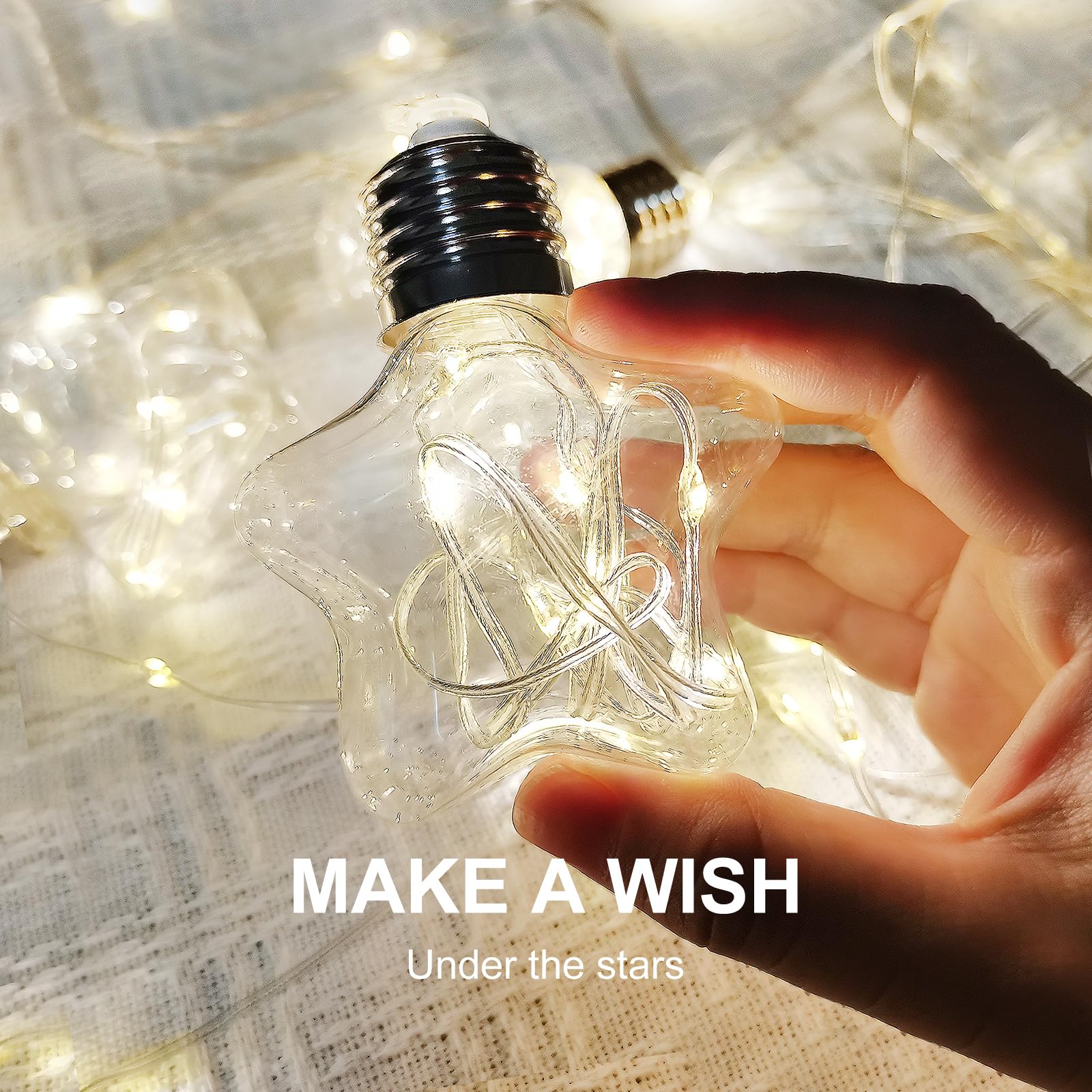 LED Star Fairy Hanging Lights with Remote - 8 Lighting Modes, Warm White Plug-in Curtain Lights for Bedroom, Wedding, Christmas Party Decor - Perfect for Window, Backdrop and Ambient Lighting