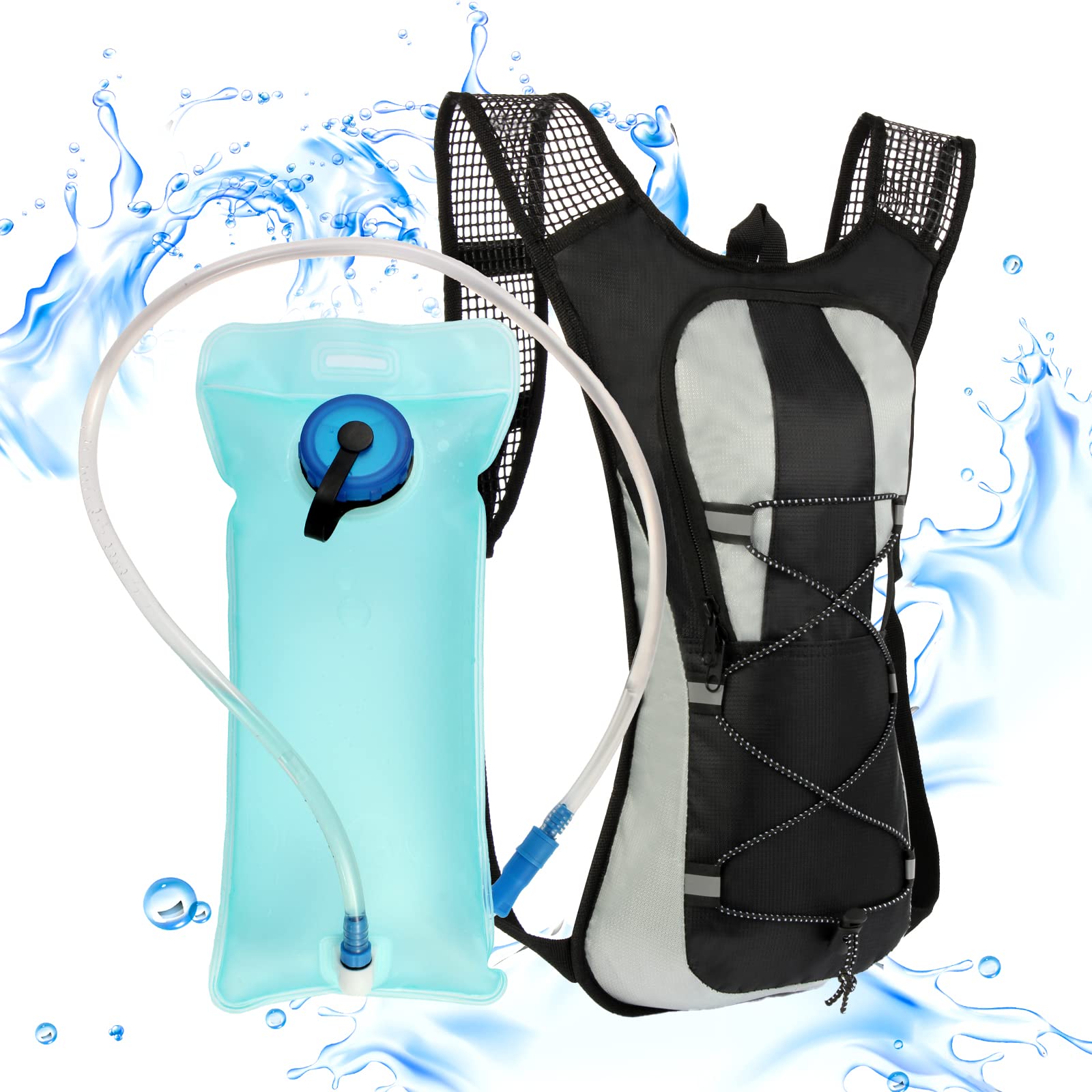 2L Hydration Backpack with Insulated Water Bladder - Lightweight Hiking Backpack for Cycling, Running & Rock Climbing - Perfect for Outdoor Adventures & Sports Hydration - Black