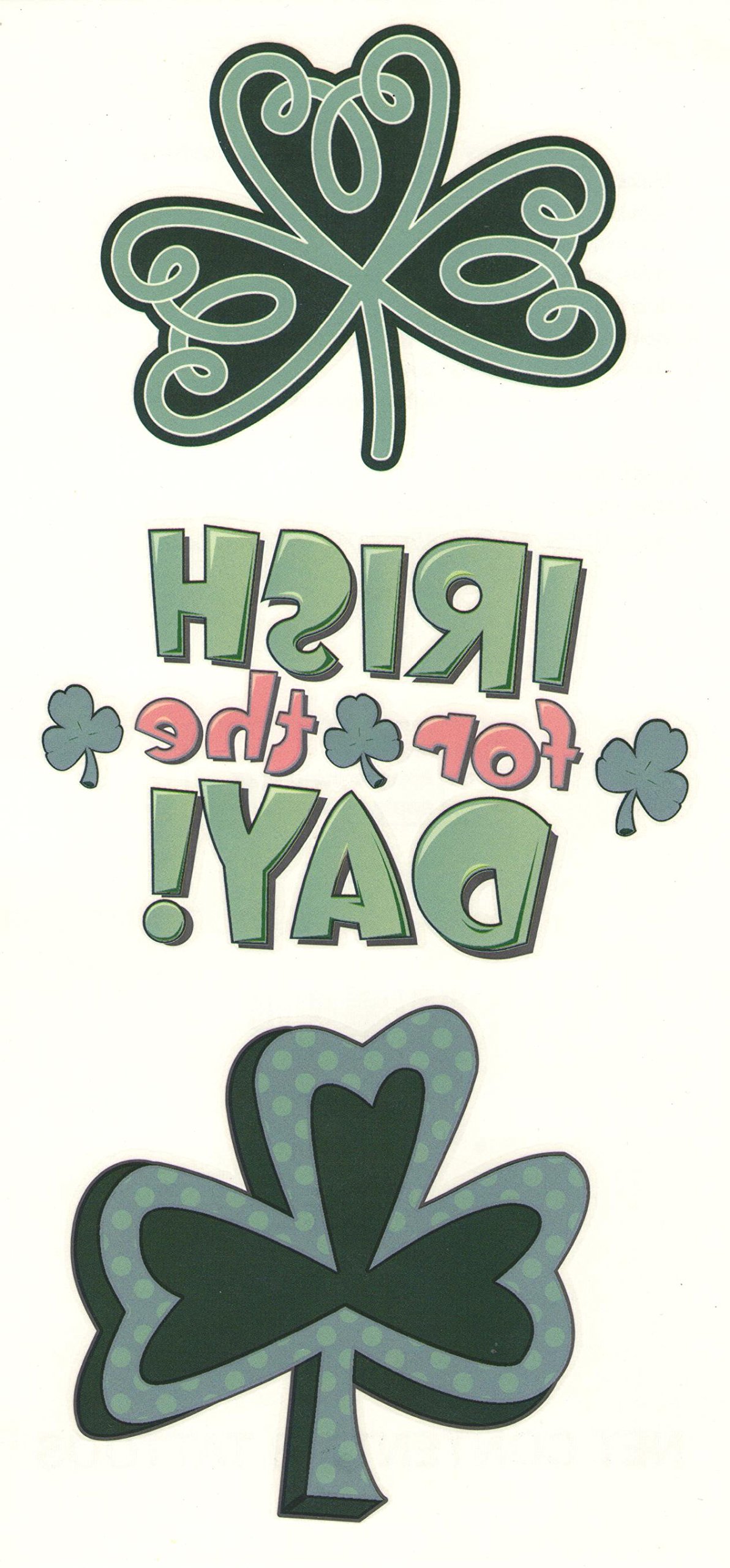 St. Patrick's Day Temporary Tattoos - 3 Large Irish Design Tattoos (1 Sheet) for Party, Festival & Costume Accessories
