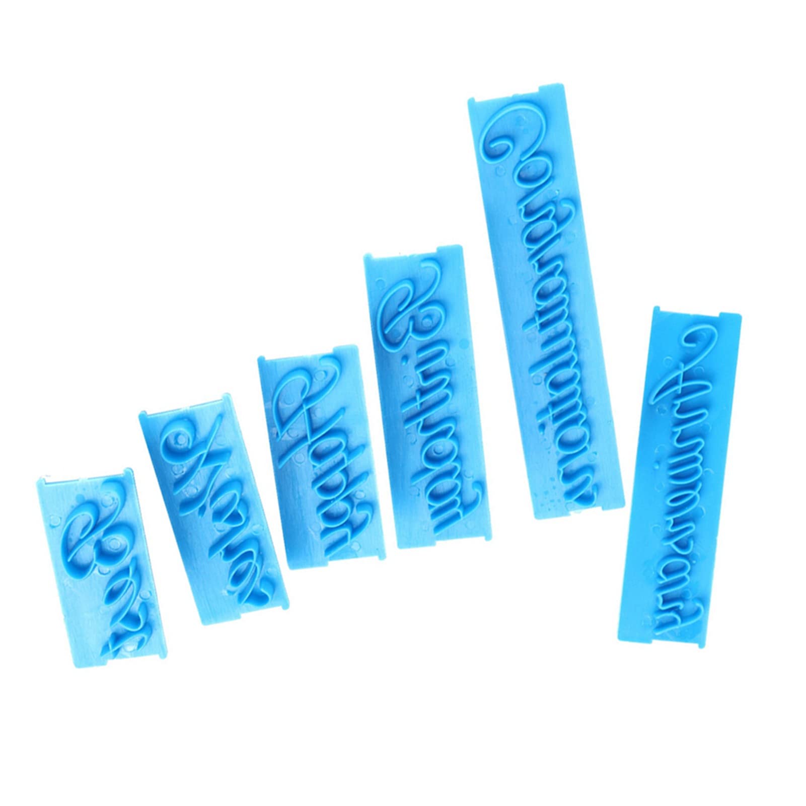 3-Piece Blue Handwriting Letter Cake Embosser Set - Cookie Stamp & DIY Plastic Molds for Cake Decorating, Baking, and Creative Dessert Printing - Perfect for Birthdays, Weddings, and Special Occasions