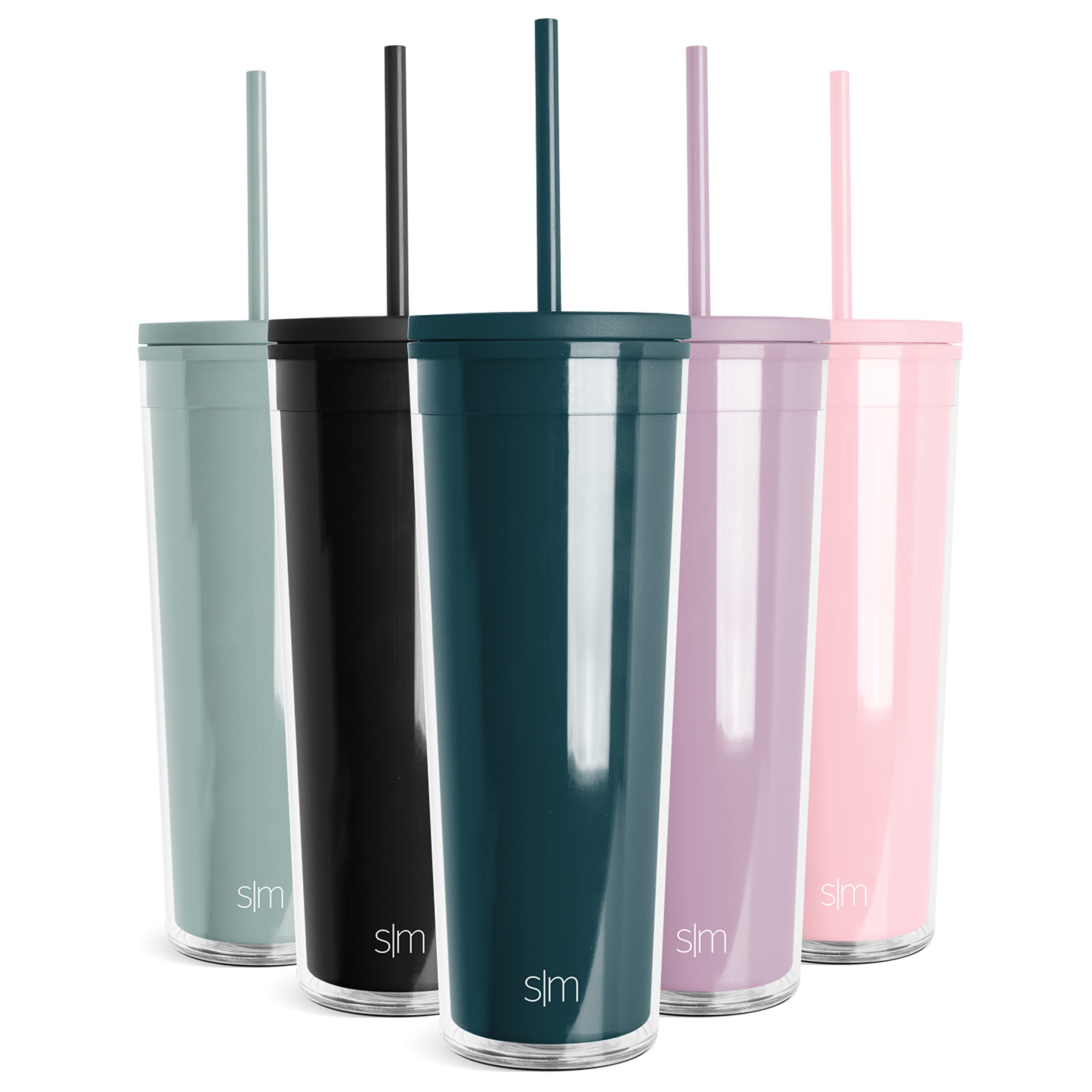 Simple Modern 24oz Plastic Tumbler with Lid & Straw - BPA Free Reusable Water Bottle for Iced Coffee, Cold Brew, Smoothies & Tea | Lightweight Travel Cup | Classic Collection | Perfect for Office, Gym & Outdoor Activities