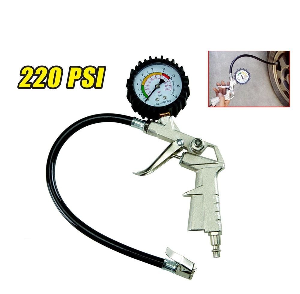 VCT AIR AUTO GAGE Tire Inflator with Pressure Gauge - Portable Air Compressor Accessory for Car, Bike & Motorcycle Tires | Quick Inflation for Roadside Emergencies & Garage Use