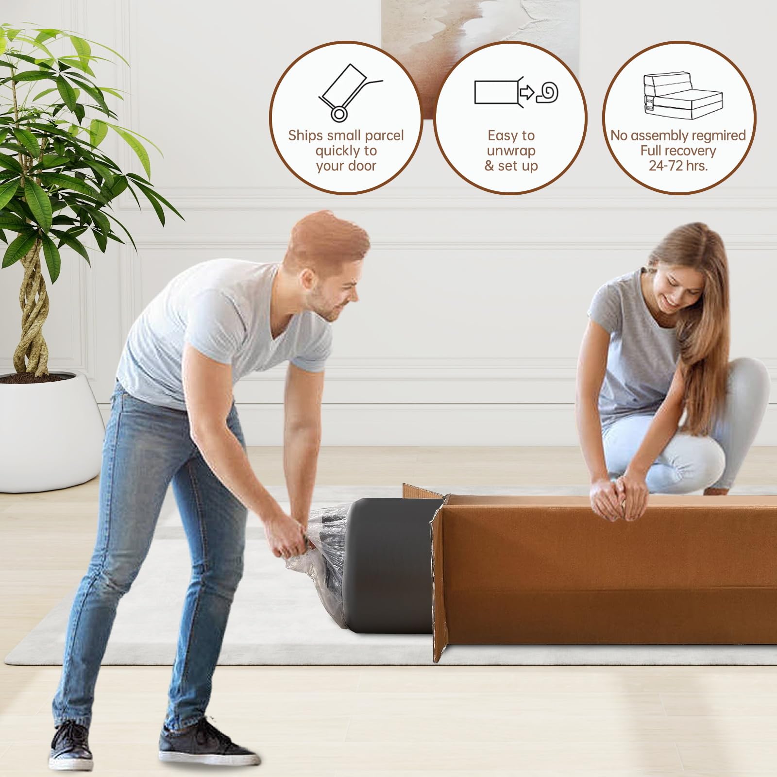 Convertible Twin Size Foldable Sofa Bed with Memory Foam & Pillow - Sleeper Chair Futon for Living Room, Home Office, Guest Bed, Apartment - Dark Gray | Perfect for Small Spaces, Overnight Guests & Multi-Functional Furniture Needs