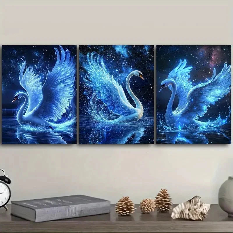 3-Piece White Swan Wall Art Set - Framed Canvas 40x60cm - High Quality Print - 100% Australian Made - Ready to Hang - Perfect for Living Room, Bedroom & Office Decor