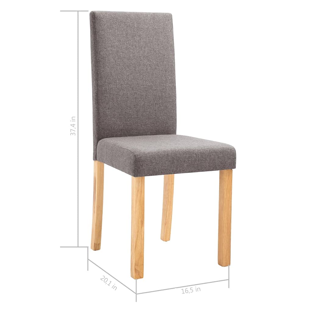 SKM Modern Dining Chairs Set of 4 - Taupe Fabric Upholstered Kitchen Chairs with Sturdy Metal Legs - Comfortable Seating for Dining Room, Kitchen, Breakfast Nook and Small Spaces