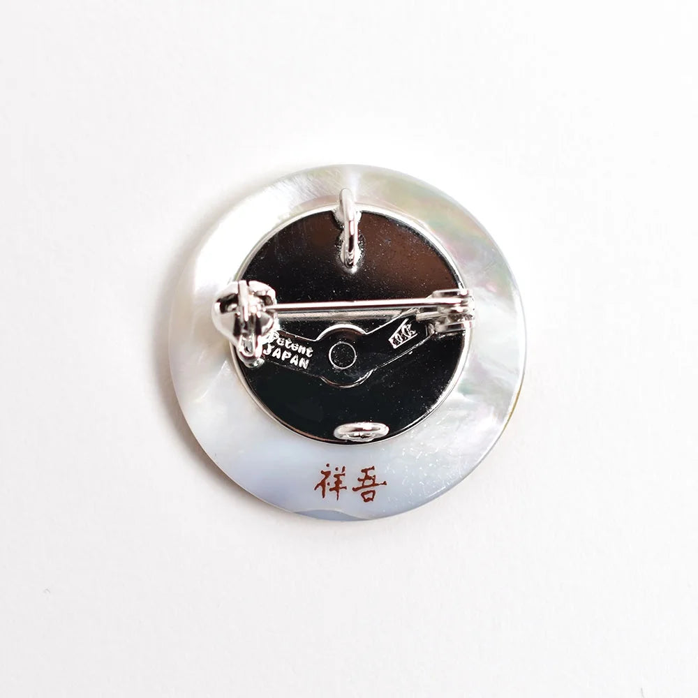 Handmade Japanese Maki-e Urushi Lacquer Brooch with White South Sea Pearl Shell - Rabbit Design Traditional Jewelry for Women, Gift for Collectors & Special Occasions