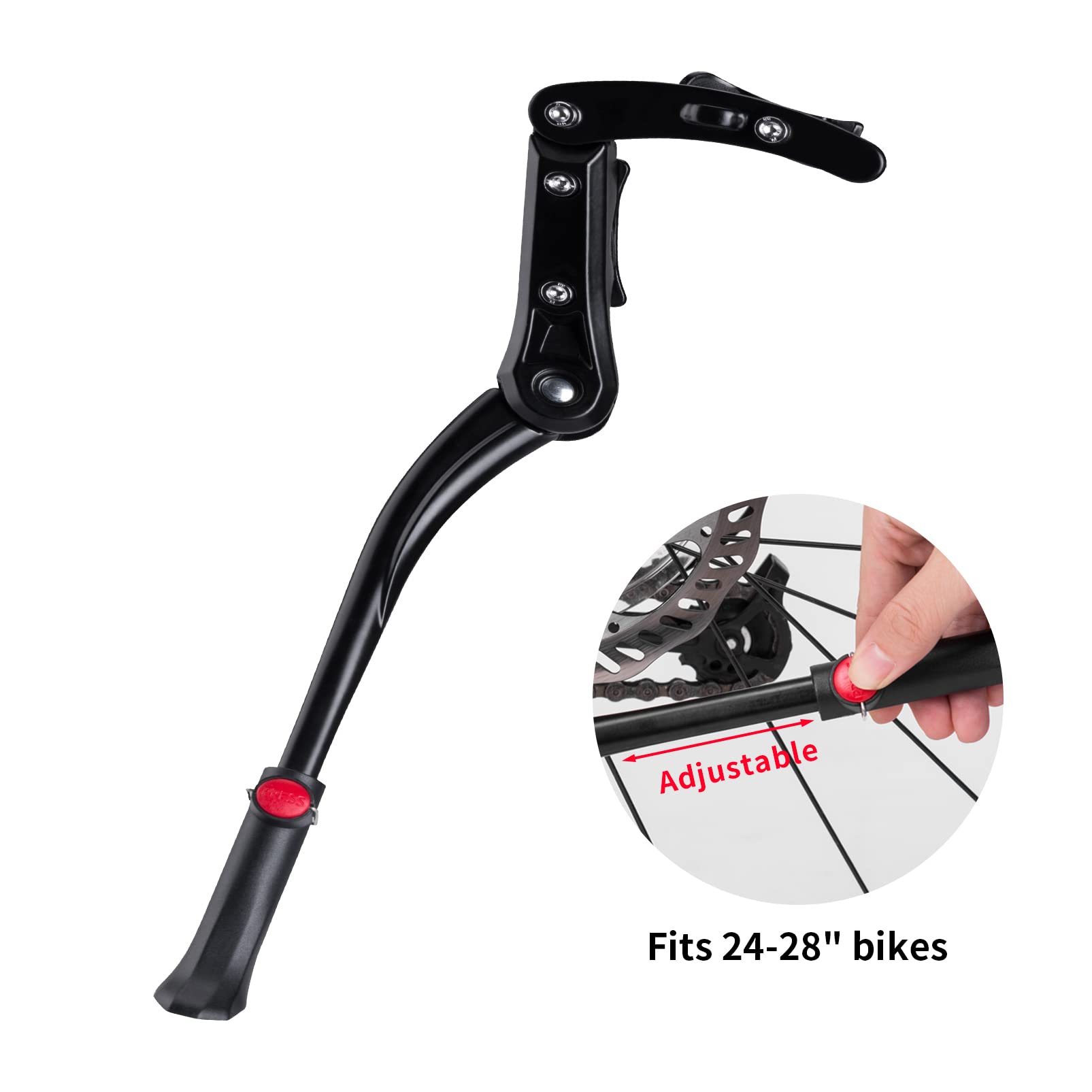 ROCKBROS Adjustable Bike Kickstand for Mountain Bikes - Universal Fit 24 to 28 Inch Wheels - Durable Side Stand for Adults - Perfect for Commuting, Trail Riding & Bike Parking