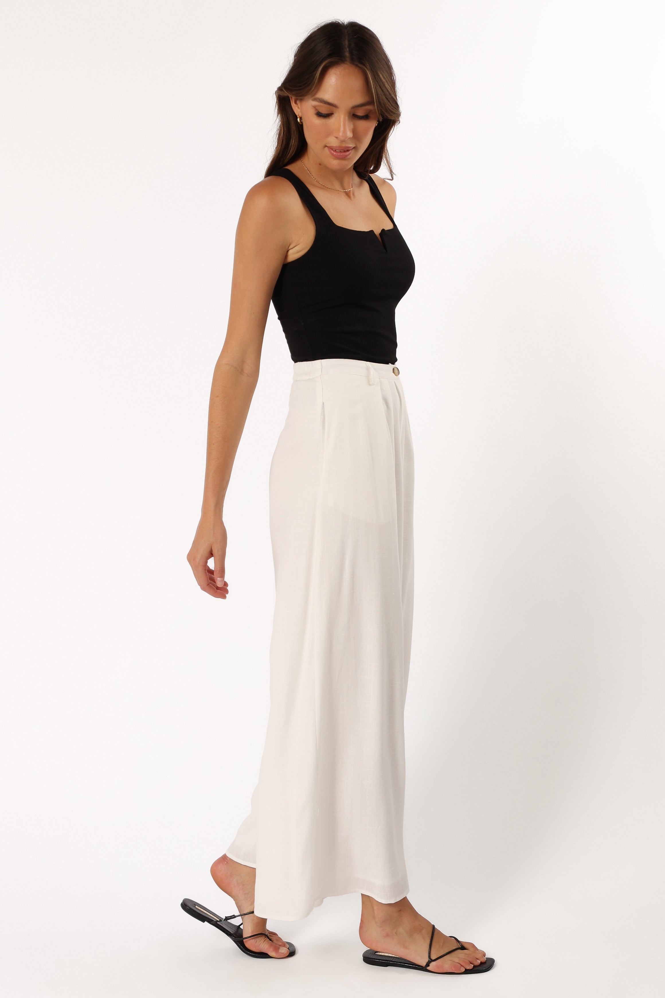Colleen Women's White Pants - Comfortable Stretch High Waist Trousers for Work, Office & Casual Wear