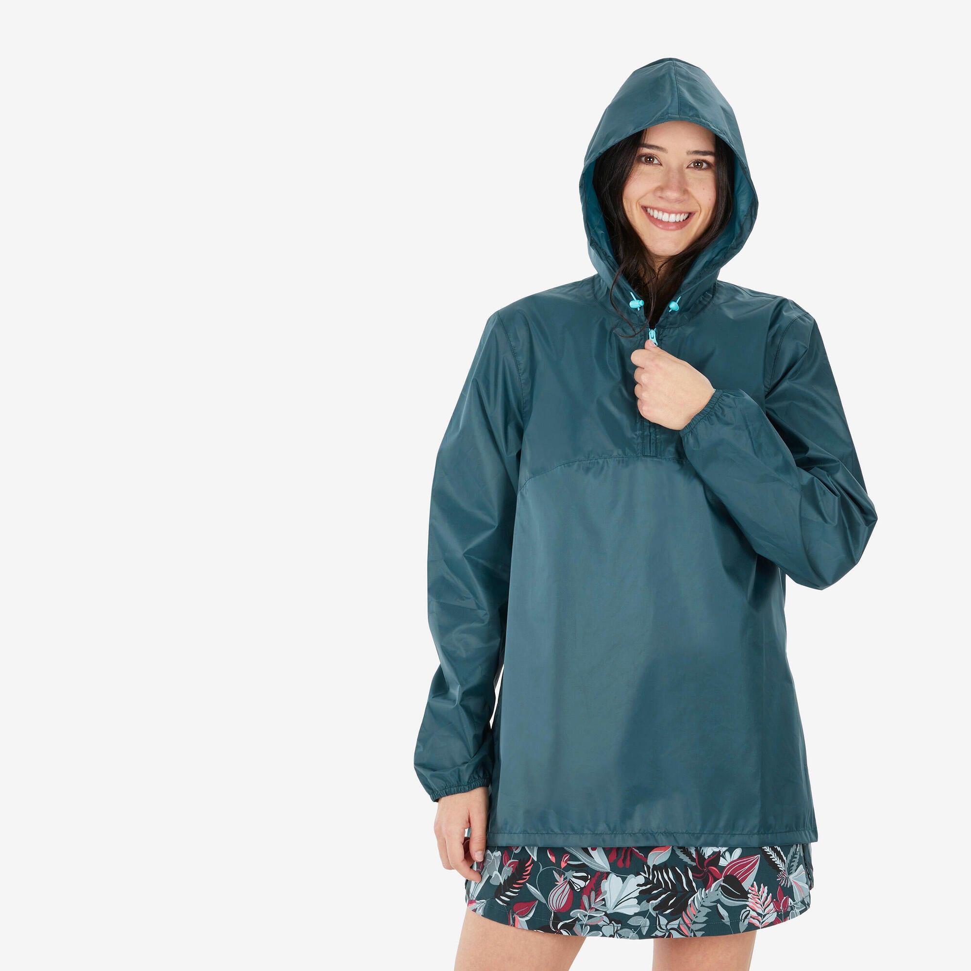 Quechua Women's Raincut 1 2 Windproof Waterproof Rain Jacket - Lightweight Hiking & Outdoor Waterproof Shell for Running, Camping, and Travel