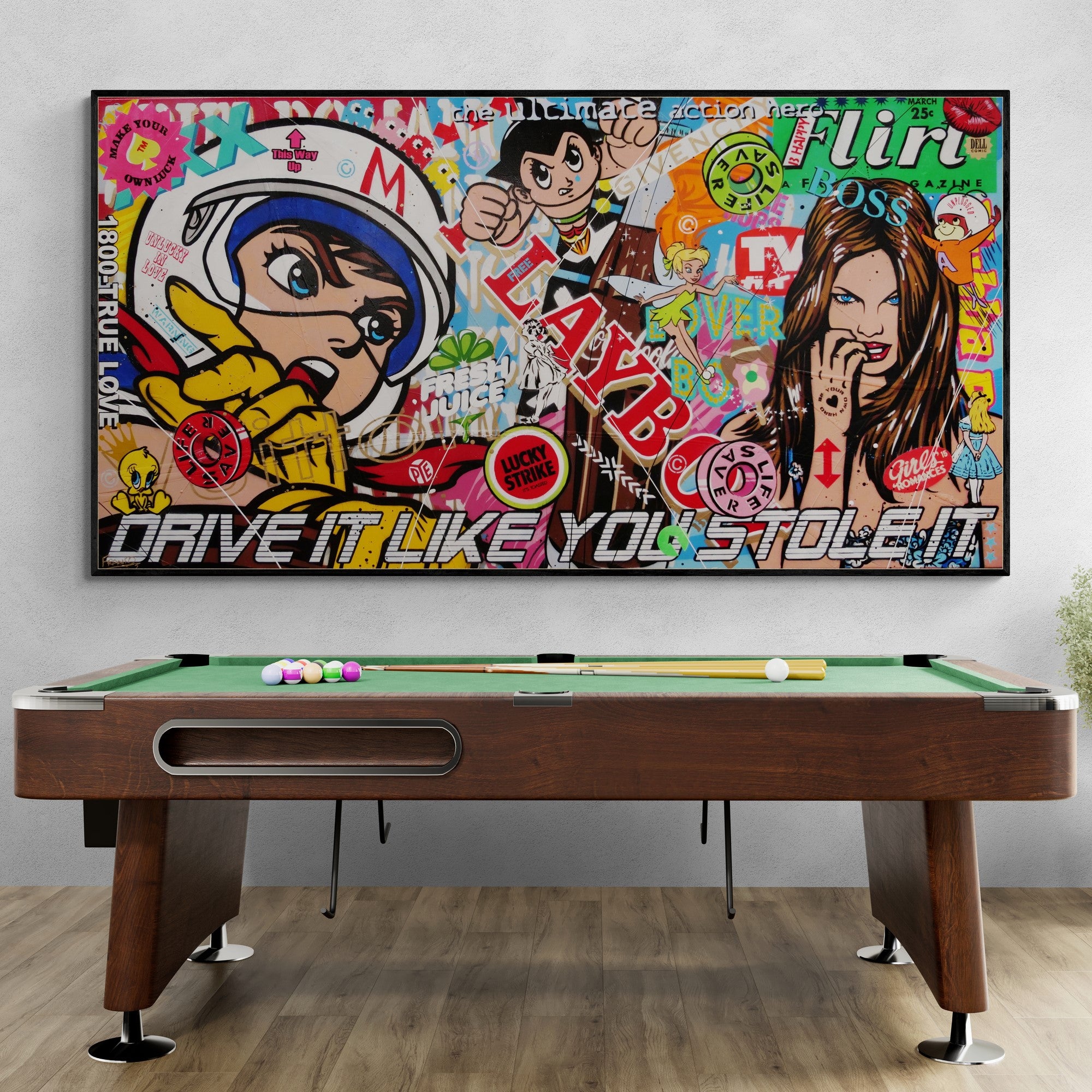 Dangerous Liaisons 190cm x 100cm Speed Racer Textured Urban Pop Art Canvas Painting - Modern Home Decor, Office Wall Art, Gift for Movie Fans
