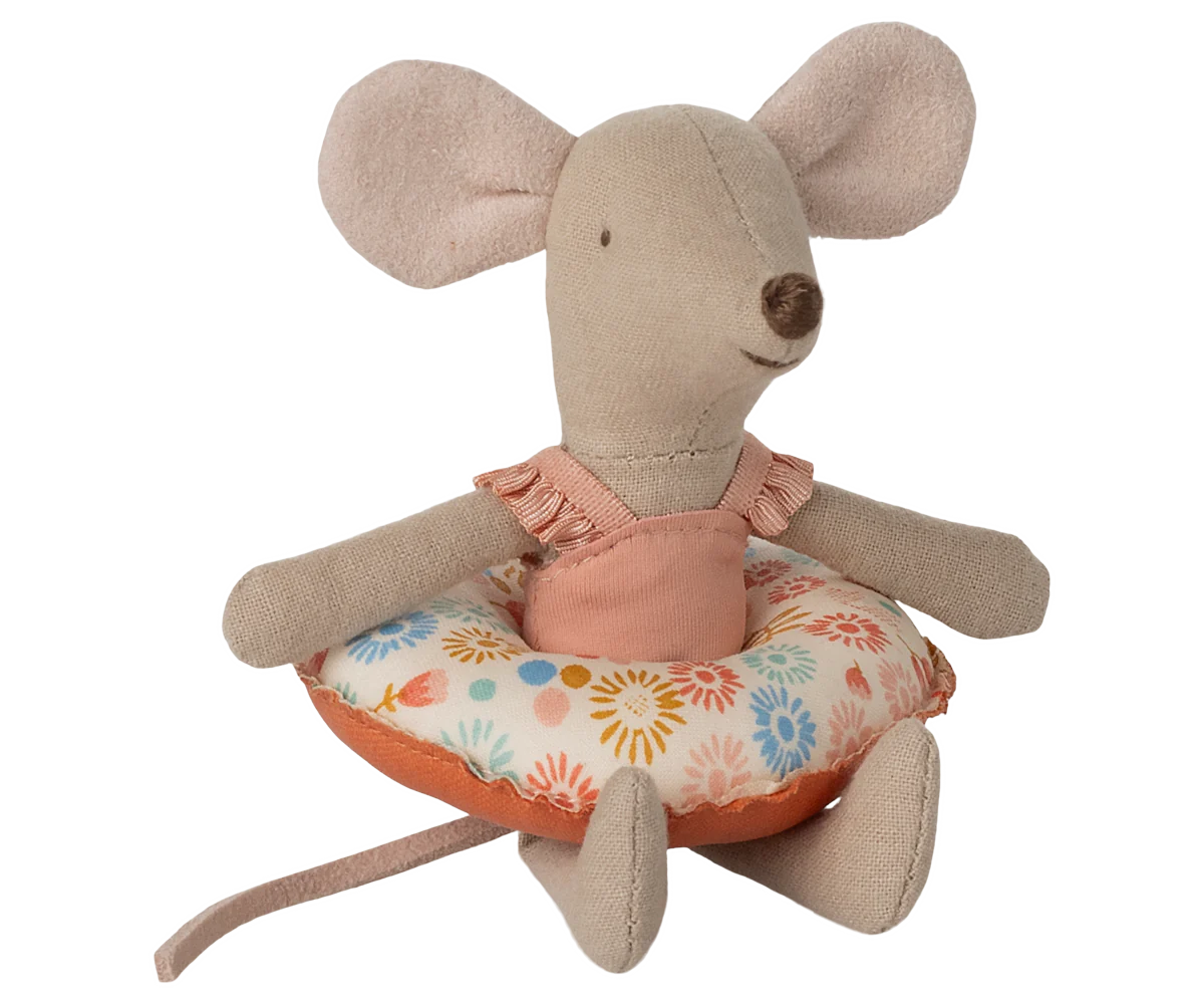 Beach Mouse and Float Set for Kids - Little Sister Flower Design - Perfect for Pool Parties, Summer Vacations & Beach Fun