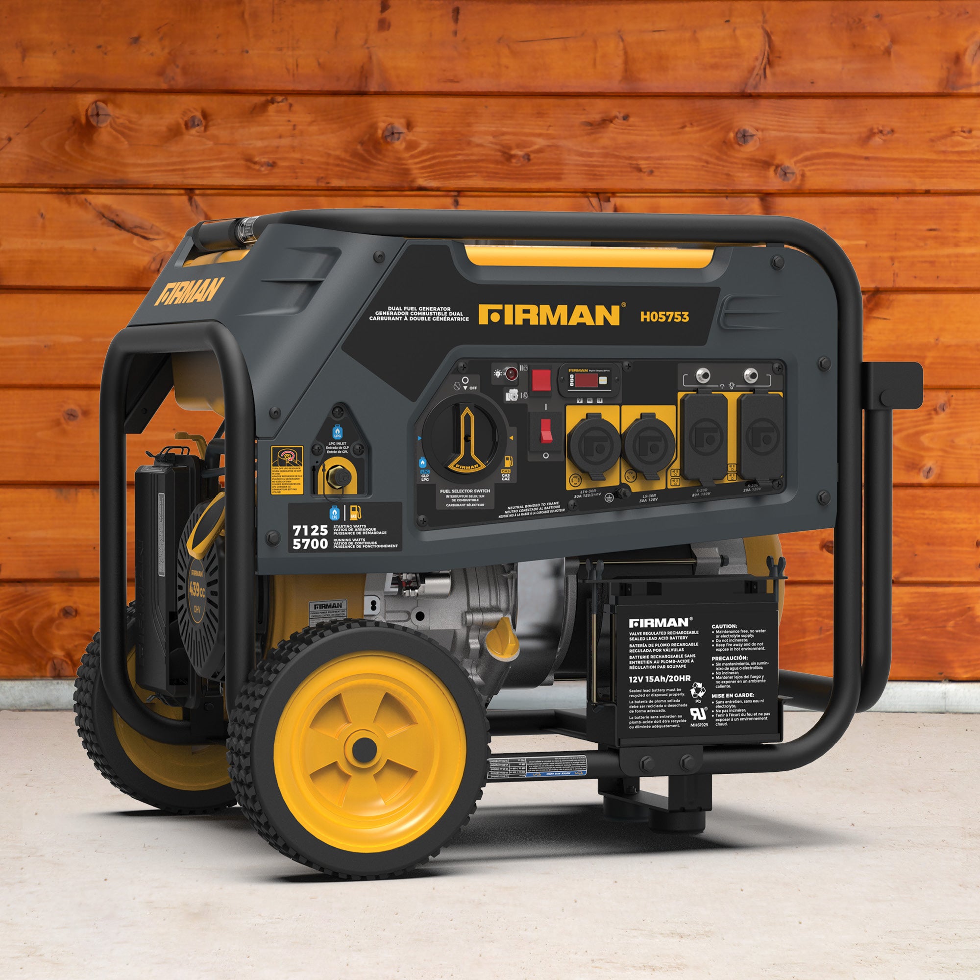 5700W Dual Fuel Portable Generator with Electric Start - 120/240V Output for Camping, Home Backup & Outdoor Power