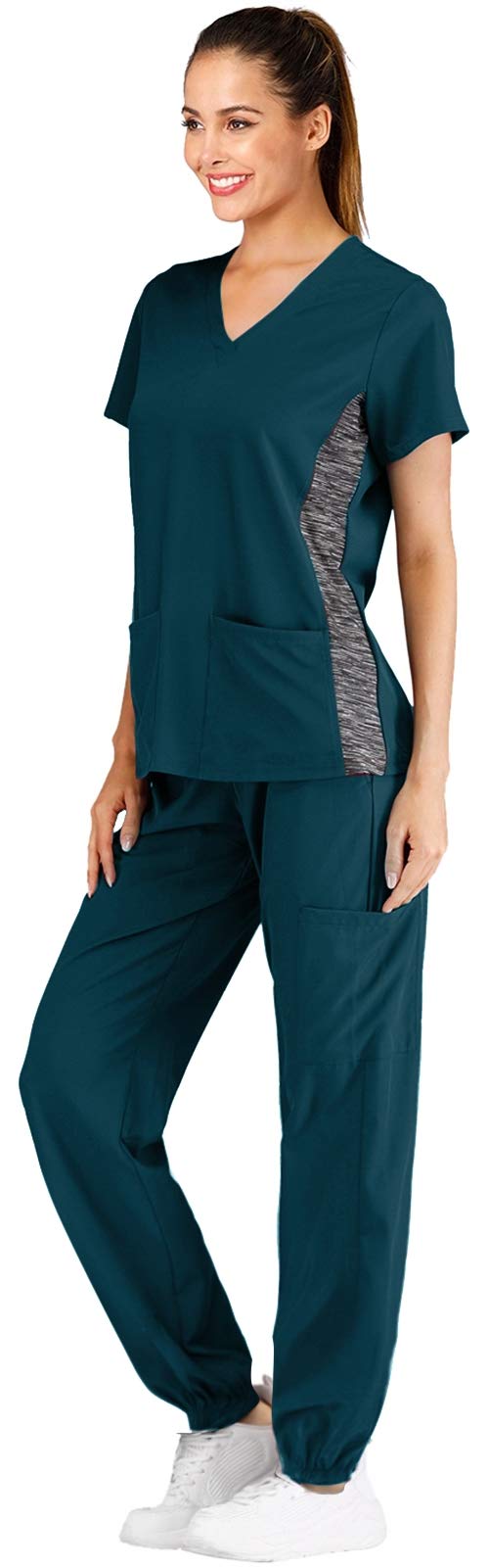 Breathable & Stretchy Women's Scrubs Set with Jogger Pants - Comfortable Nursing Uniform for Healthcare Workers | Perfect for Hospitals, Clinics & Medical Professionals