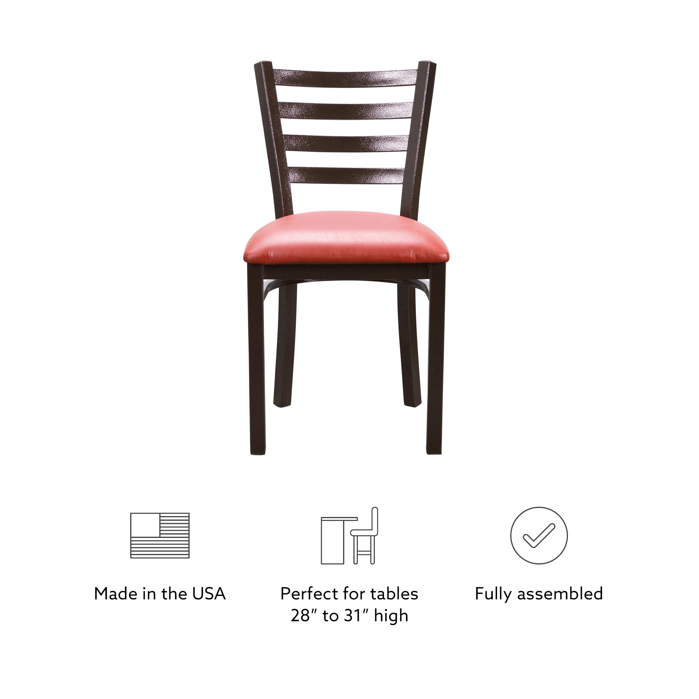 LINON Baxter Black/Red Metal Side Chair, Set of 2 - Modern Dining Chairs for Kitchen, Dining Room, Office & Outdoor Use - Durable Metal Frame & Comfortable Seating
