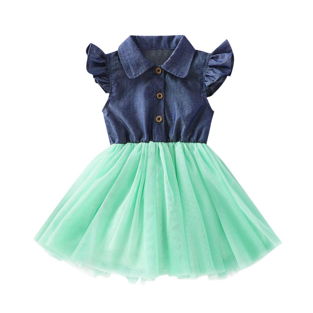Princess Tulle Dress for Girls - Elegant Ruffled Toddler & Baby Denim Outfits | Casual & Formal Wear for Parties, Photos & Special Occasions