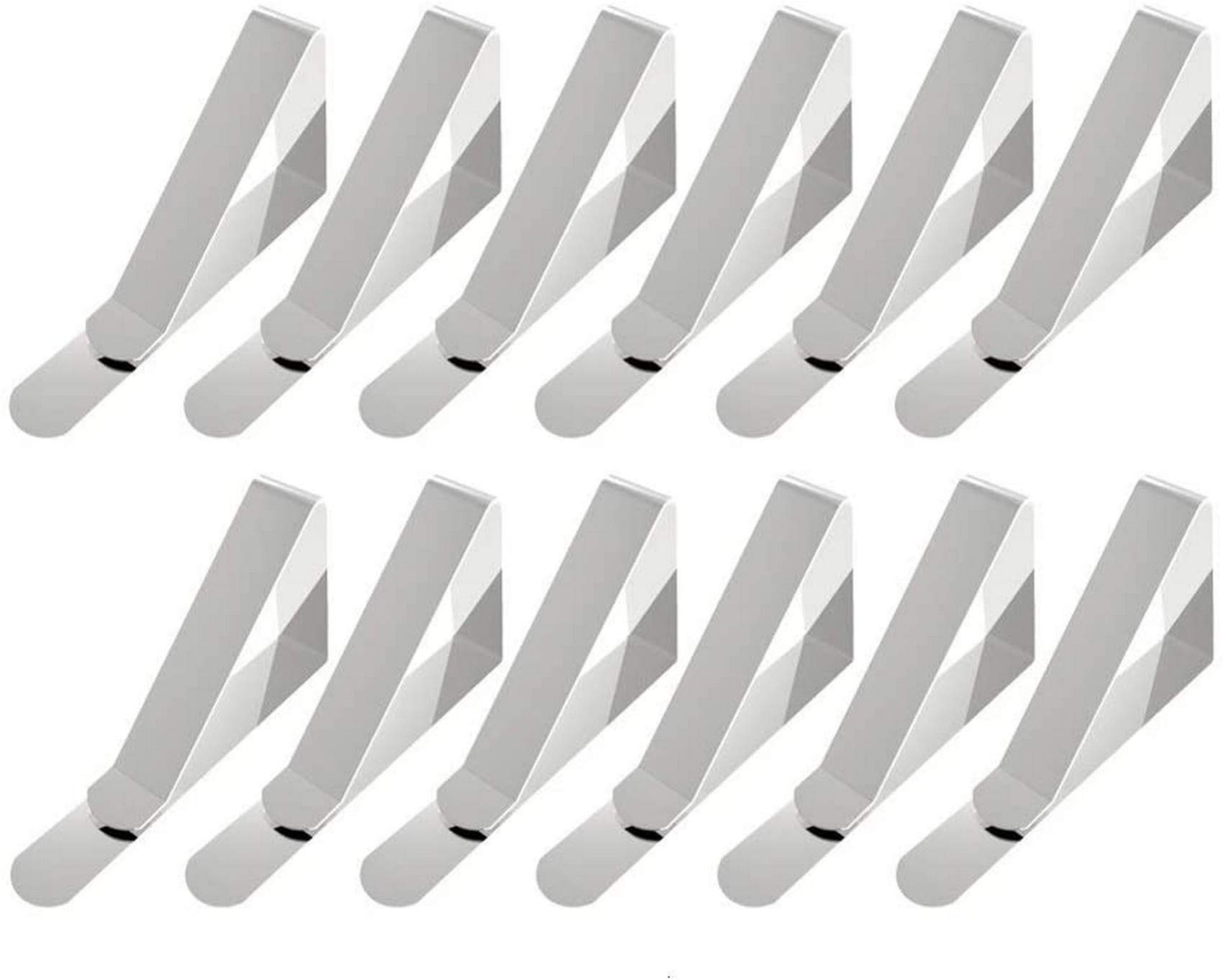 12 Pack Stainless Steel Tablecloth Clips - Heavy Duty Table Clamp Holders for Party, Wedding, Picnic & Outdoor Dining - Secure Table Covers on Desks & Tables