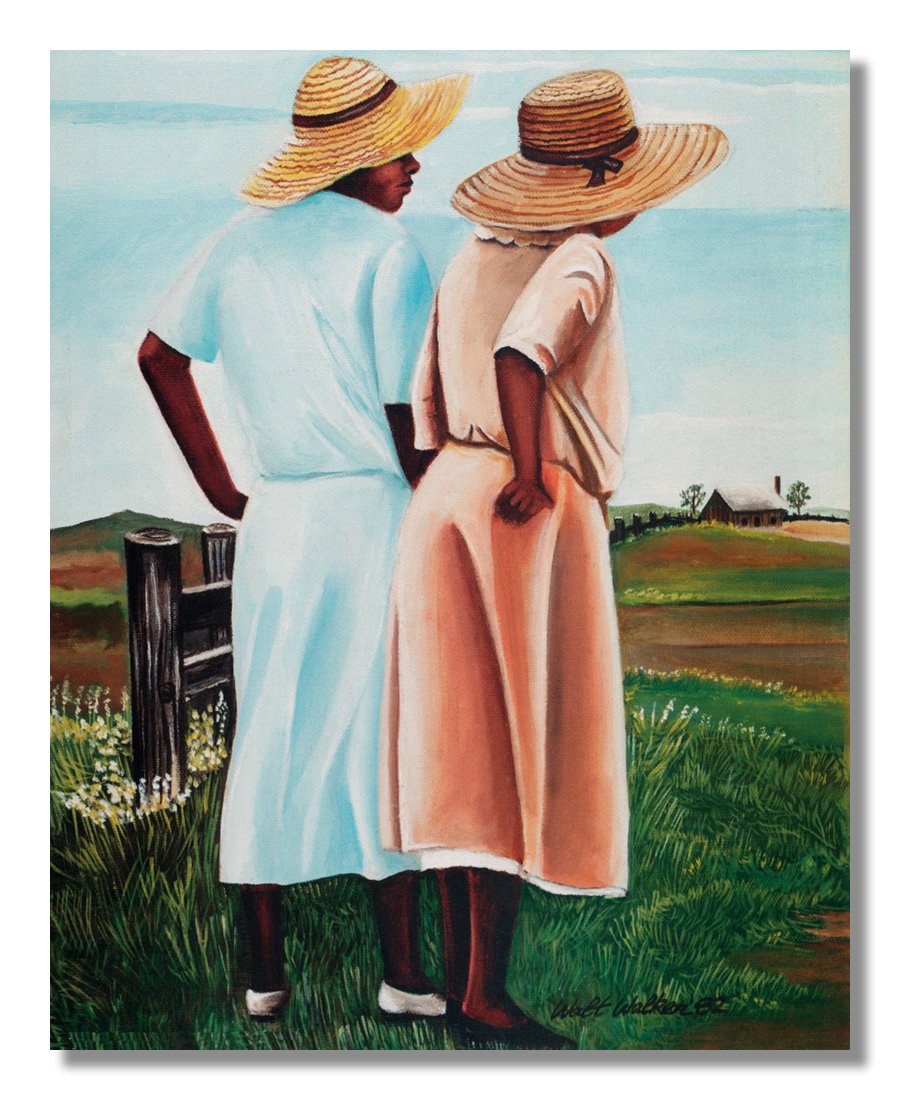 African American Sisters Farm Fence Wall Art Print - Framed Black Family Portrait Decor for Living Room, Bedroom & Office