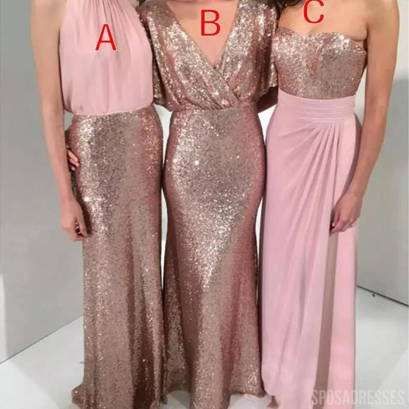 Elegant Mismatched V-Neck, Halter & Sweetheart Long Bridesmaid Dresses - WG884 | Perfect for Weddings, Proms & Formal Events