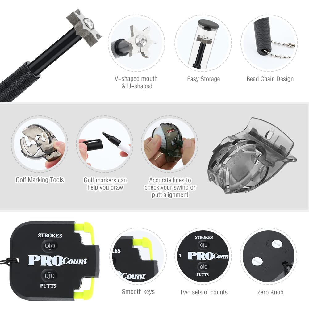 Premium Golf Club Cleaning Kit with Towel, Brush, Divot Tool & Ball Marker – Complete Golf Accessories Set for Men & Women – Perfect for Course Maintenance & Travel
