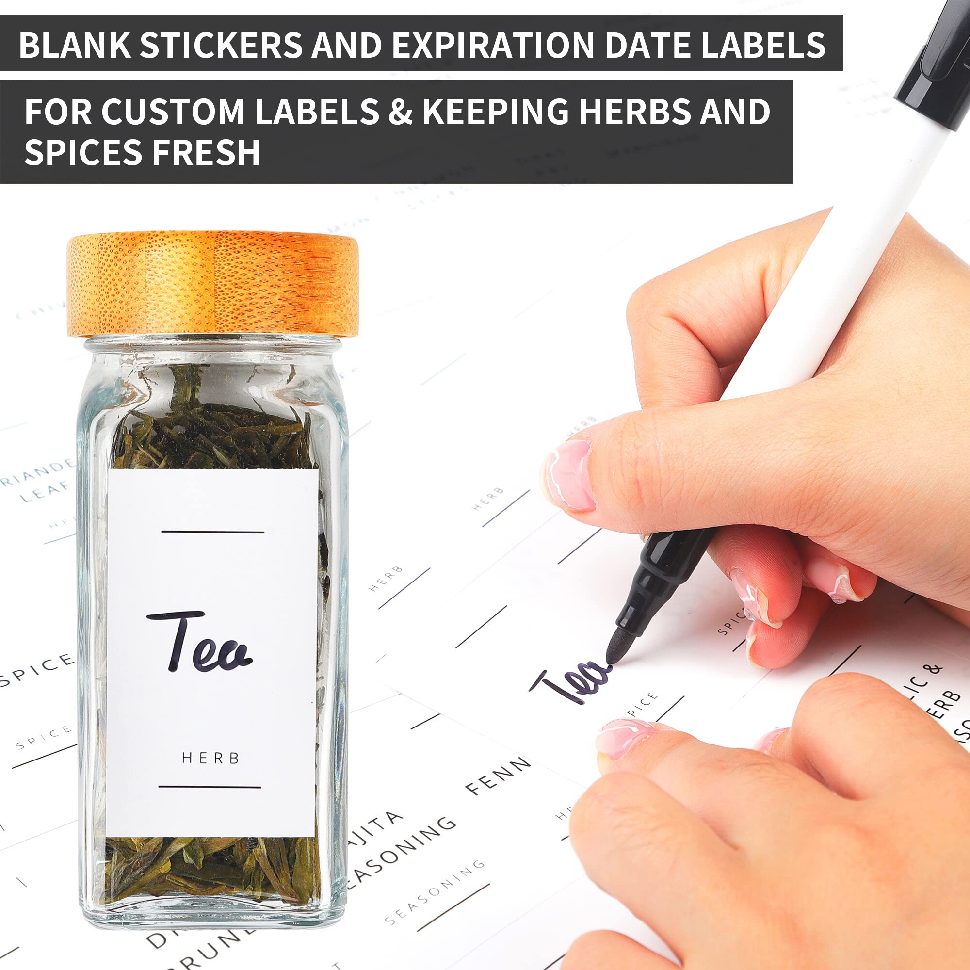 356 Waterproof Spice Jar Labels - Herb, Spice & Seasoning Stickers for Jars, Bottles & Containers - Durable Pantry Organization Labels - Perfect for Kitchen Storage, Spice Racks & Gift Packaging