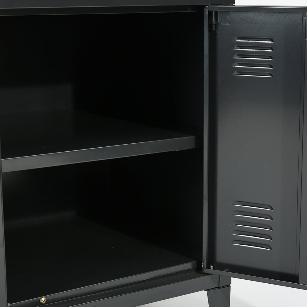 3-Door Metal Storage Cabinet with Removable Shelves - File Organizer for Home Office, Gym, Kids Room - Stackable Black Storage Unit for Toys, Books & Supplies - Perfect for Organization in Bedroom, Garage & Playroom