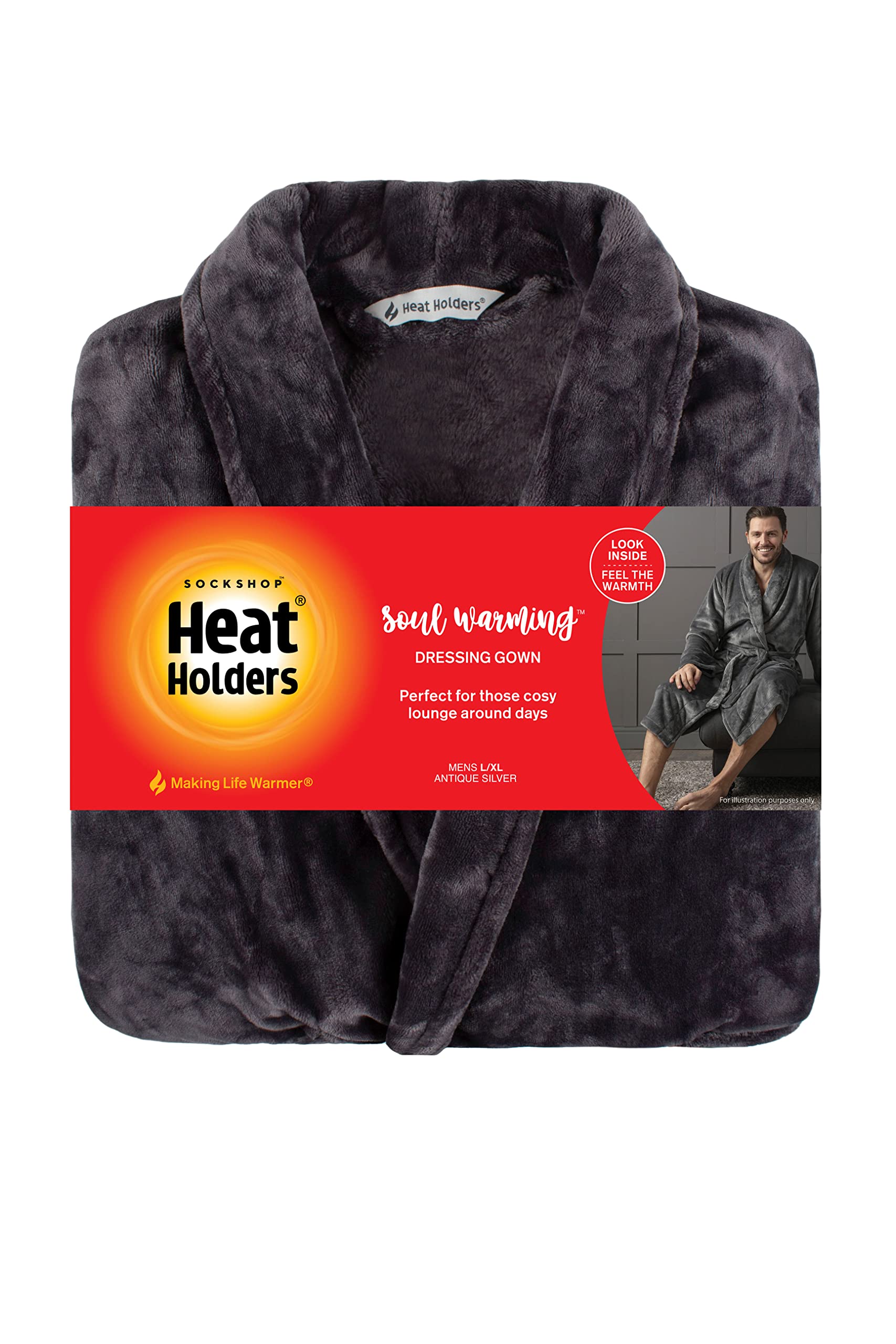 Heat Holders SockShop Men's Fleece Dressing Gown - Ultra Warm Winter Robe for Men - Perfect for Lounging at Home & Cold Weather Comfort