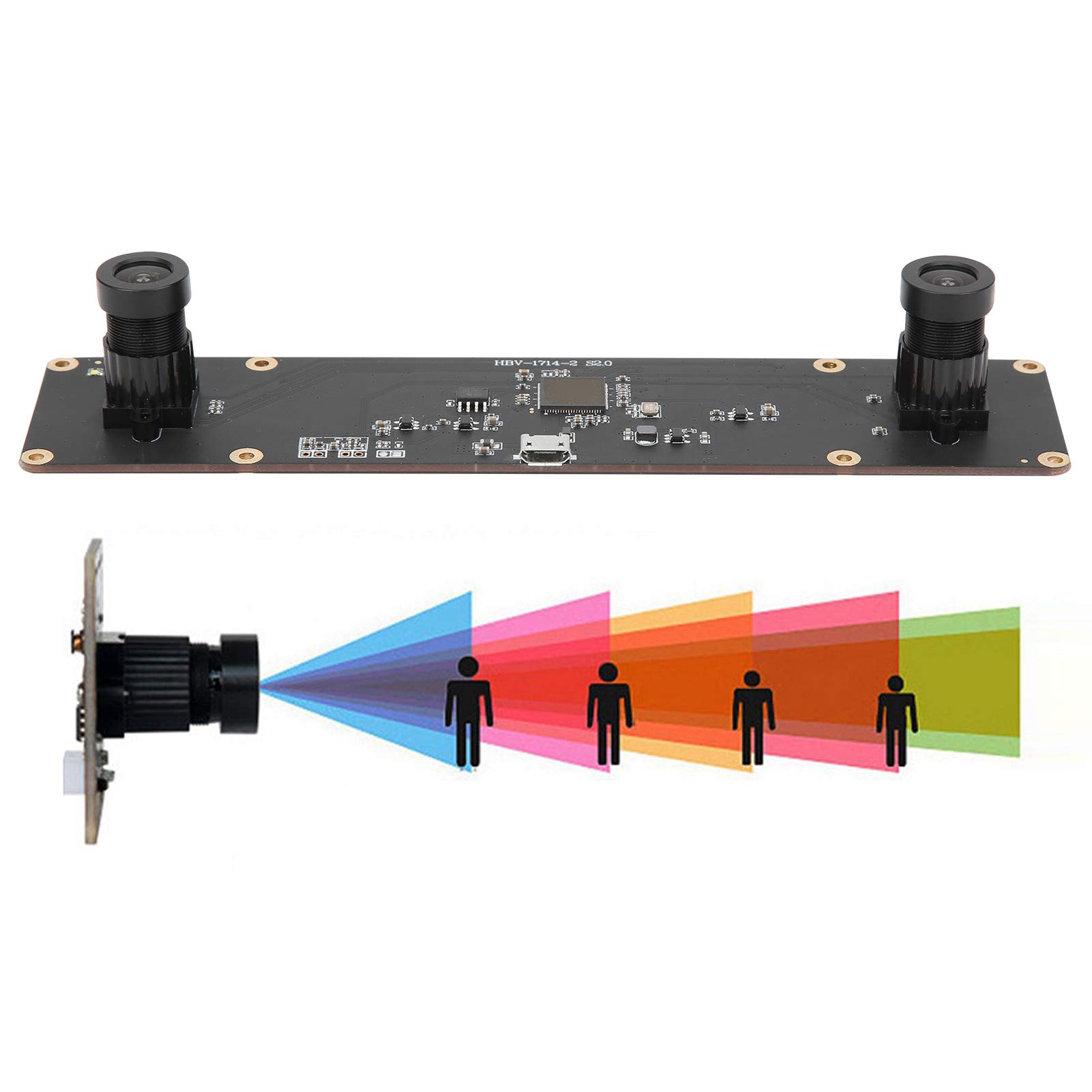 HBV-1714-2 Dual Lens Stereo Webcam Module - USB 2.0 Industrial Mini Camera with High Angle Lens for 3D Imaging, Machine Vision & Robotics Applications