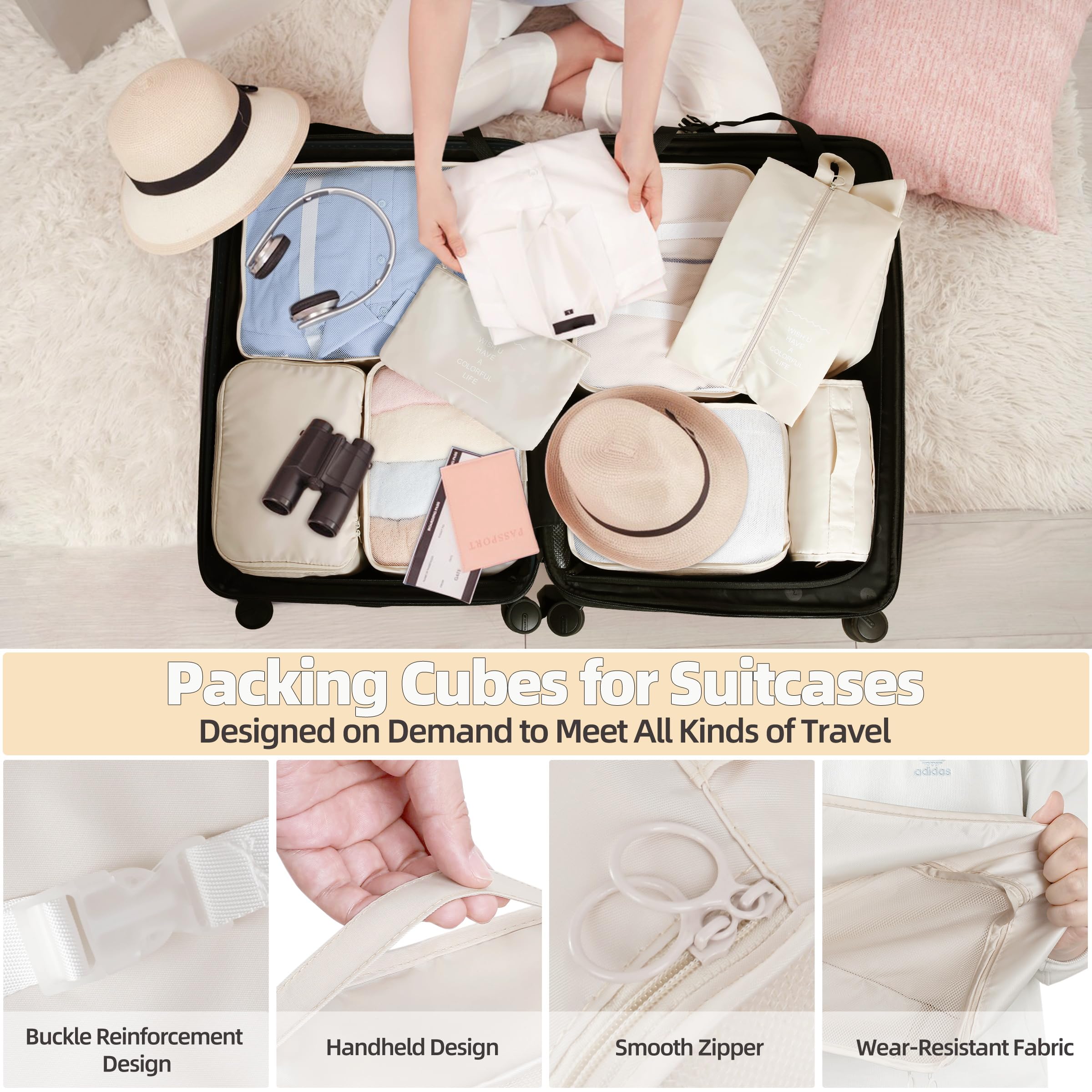 10-Piece Set of Expandable Packing Cubes for Travel - Luggage Organizer Bags & Suitcase Organizers | Perfect for Business Trips, Vacations & Weekend Getaways