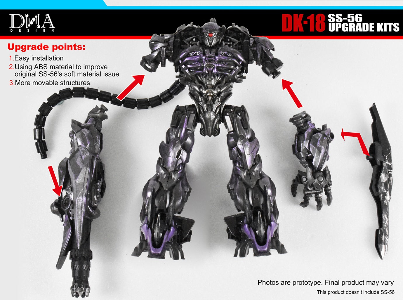 DNA Design DK 18 Upgrade Kit for SS 56 Shockwave - Transformers Action Figure Accessories for Collectors & Customization - Perfect for Display, Photography & Toy Modding