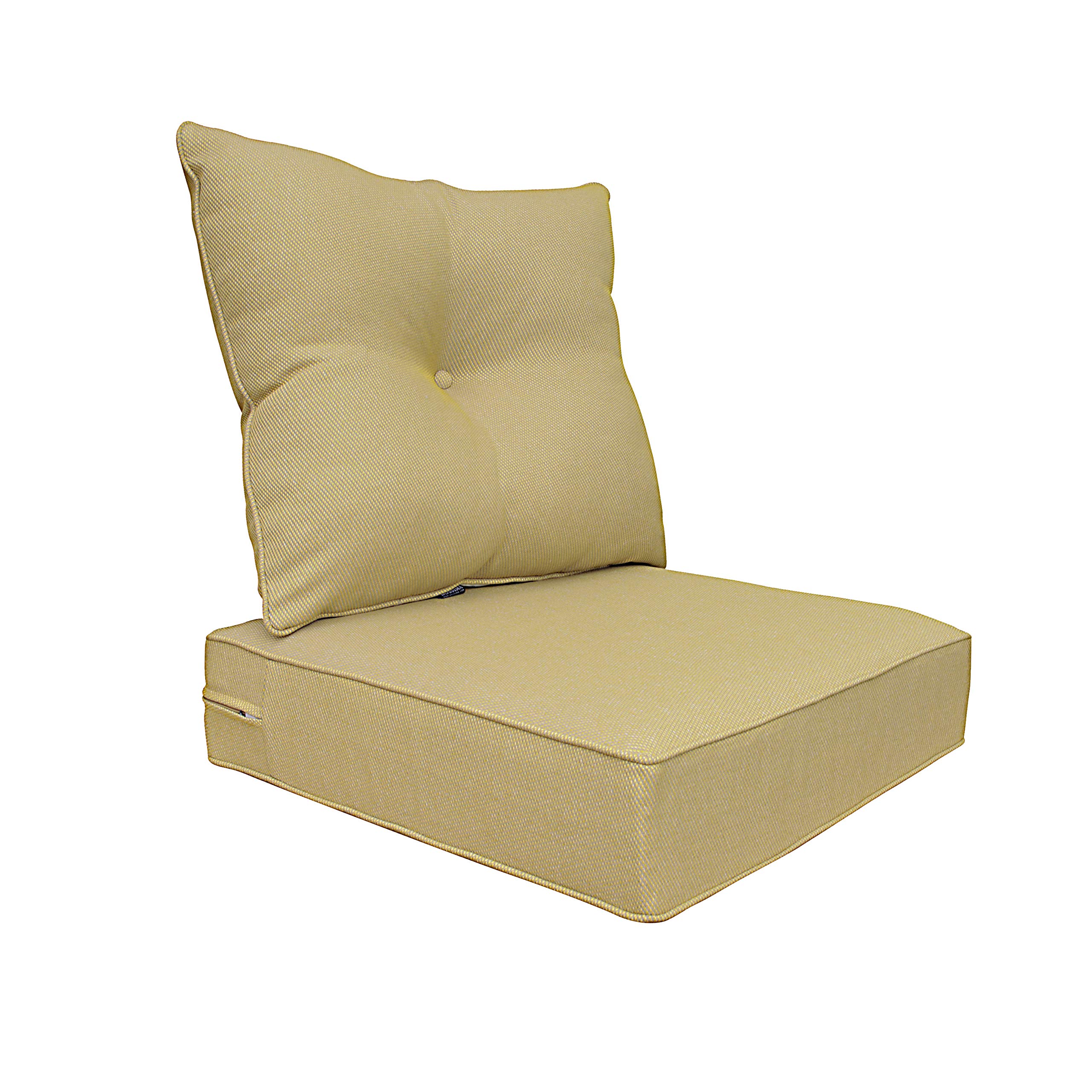 BOSSIMA Outdoor Cushions for Patio Furniture - Waterproof Deep Seat & High Back Pillows in Yellow/Grey Olefin Blend - Perfect for Garden, Deck, Poolside & Outdoor Lounge Chairs