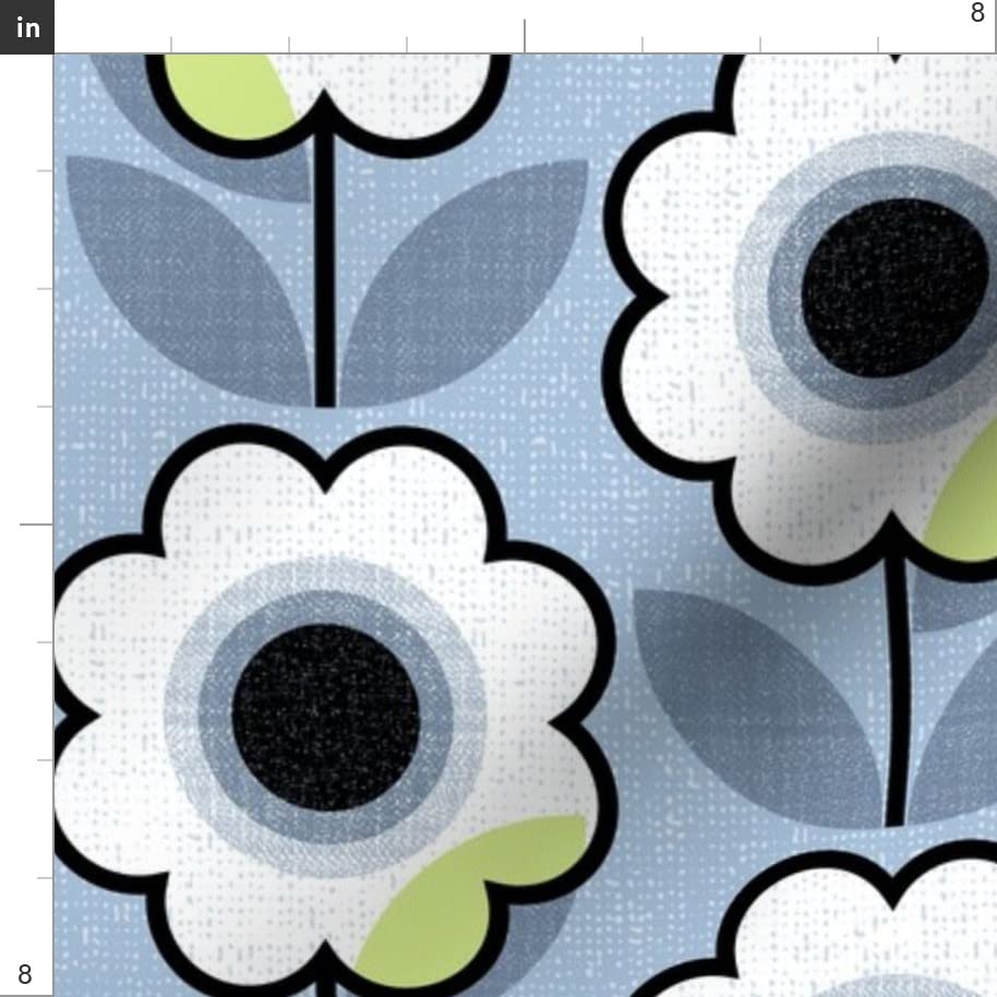 Retro Geo Blooms Blue 60s Mid Century Geometric Printed Minky Fabric by The Yard - Soft Plush Material for Sewing Baby Blankets, Quilt Backing & DIY Home Decor Projects - Perfect for Nursery, Throw Pillows & Cozy Crafts