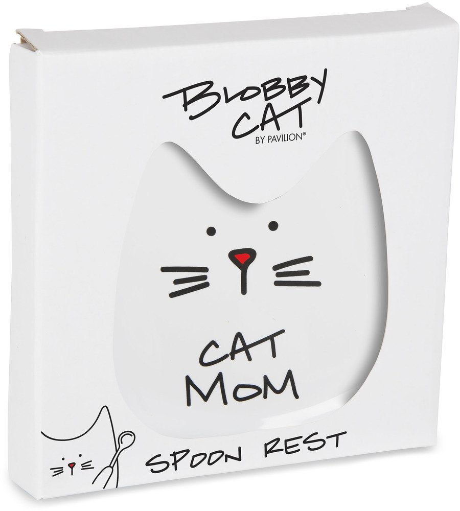 Blobby Cat Spoon Rest - 5 Inch White Ceramic Cat Mom Gift for Kitchen & Dining | Perfect for Cat Lovers, Tea Time & Cozy Home Decor