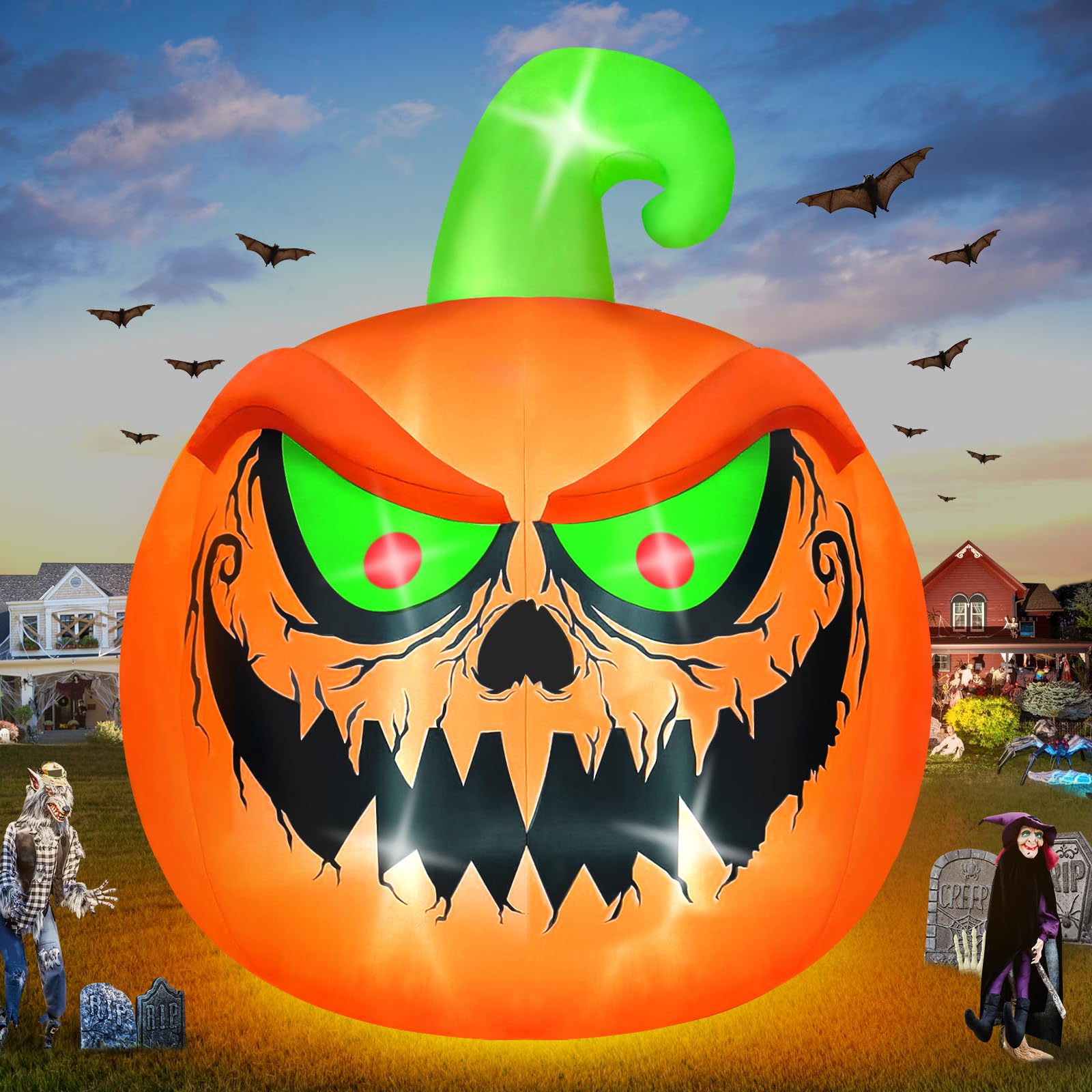 Kalolary 15 FT Giant Halloween Inflatable Pumpkin with Built-in LEDs - Outdoor Indoor Decor for Yard, Garden, Lawn & Party | Spooky Halloween Decoration for Home, Haunted House & Halloween Festivals
