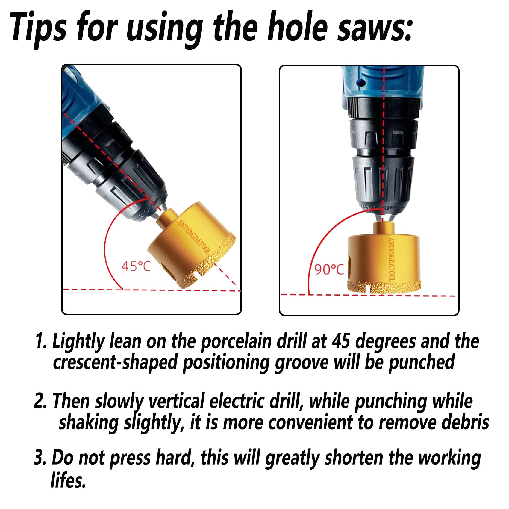 10-Piece Diamond Hole Saw Set for Dry/Wet Drilling - Porcelain, Tile, Ceramic, Marble, Brick & Granite - Core Drill Bits Kit (6/8/10/12/16/20/25/35/55/68mm) - Perfect for Angle Grinder & Professional Tile Installation