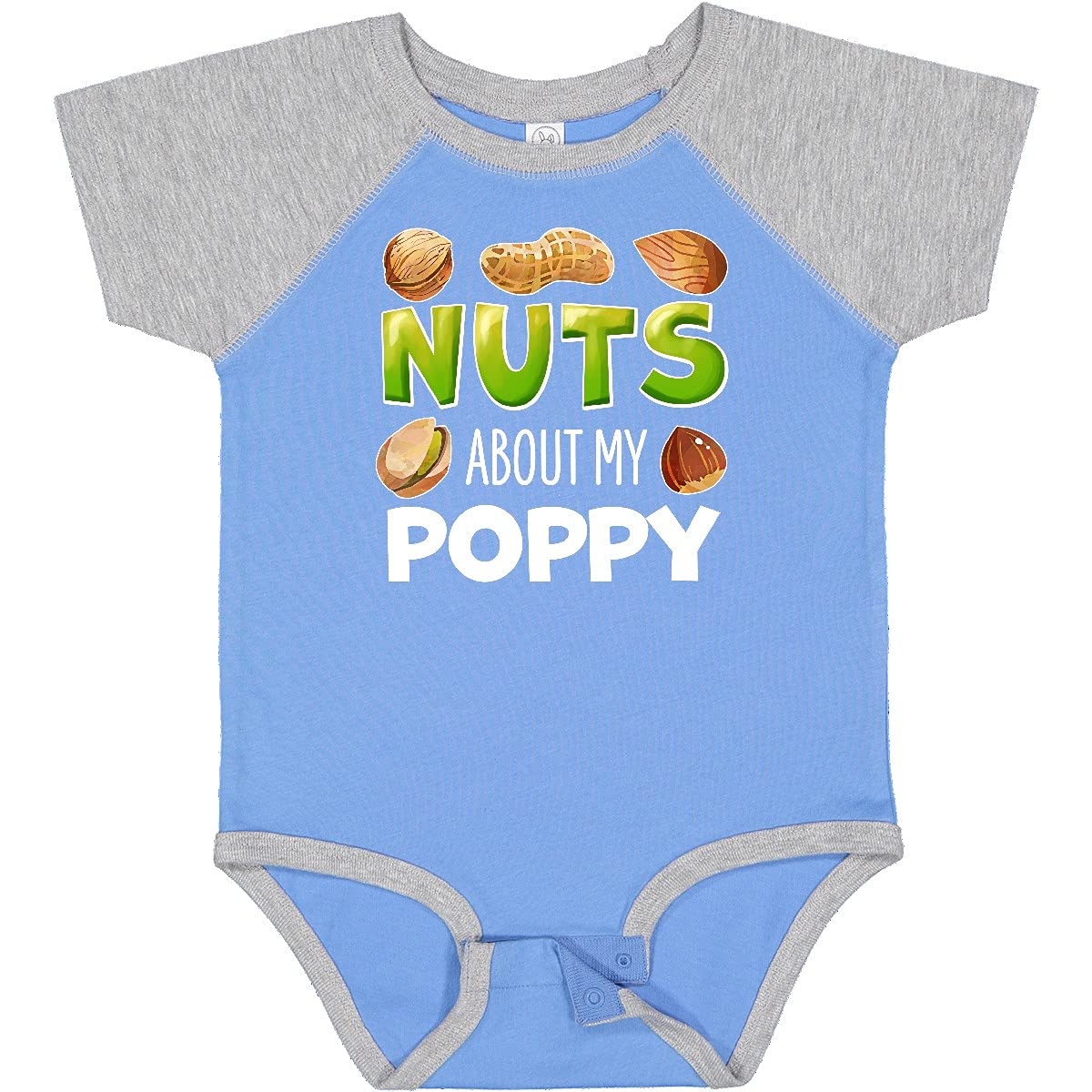 Inktastic Nuts About My Poppy Peanut Almond Pistachio Baby Bodysuit - Cute Funny Infant Bodysuit for Newborns & Toddlers - Perfect for Family Photos, Holidays & Casual Outings