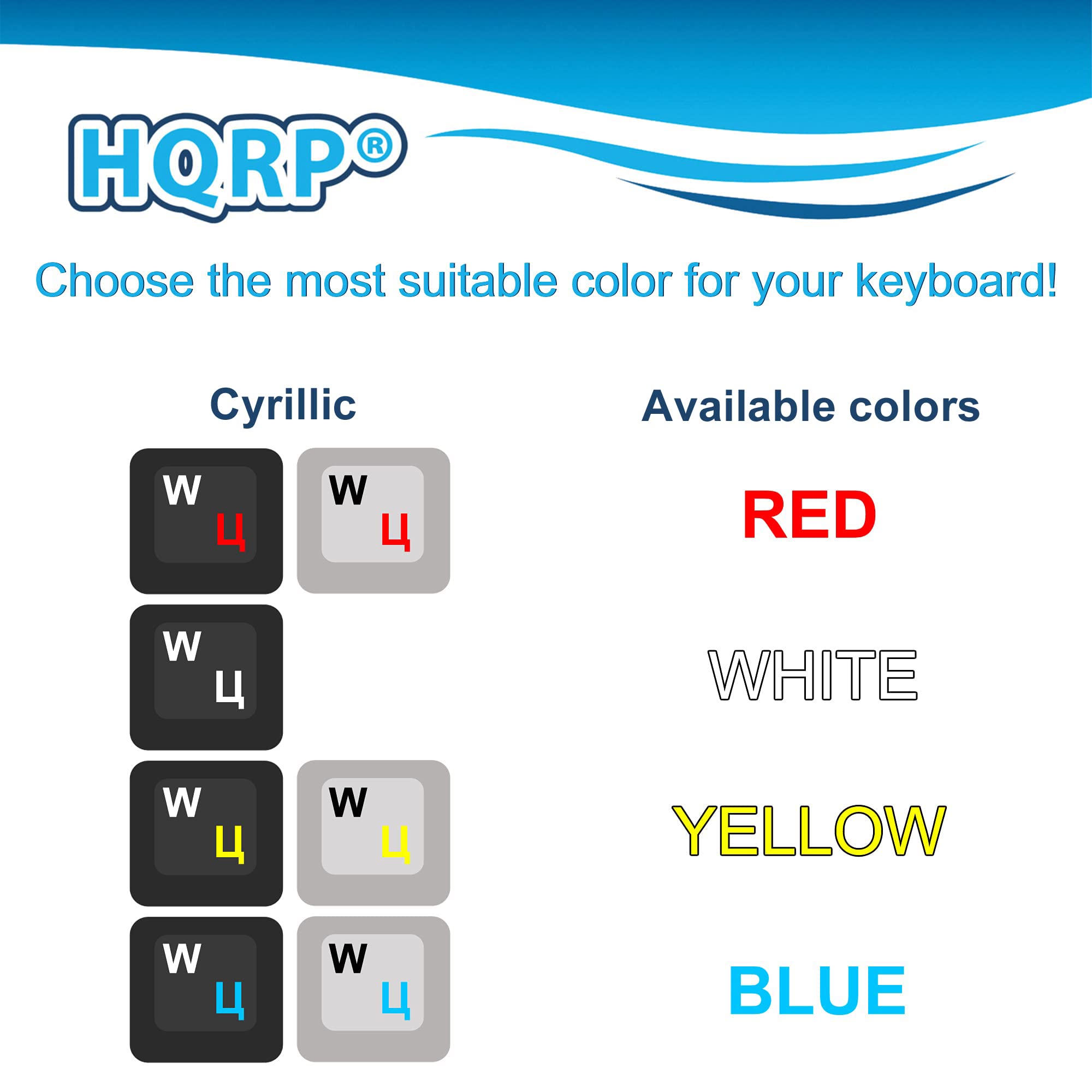 HQRP 2-Pack Cyrillic Alphabet Keyboard Stickers - Ukrainian Russian White Letters on Clear Background for PC Laptop Notebook Computer - Perfect for Multilingual Typing & Language Learning
