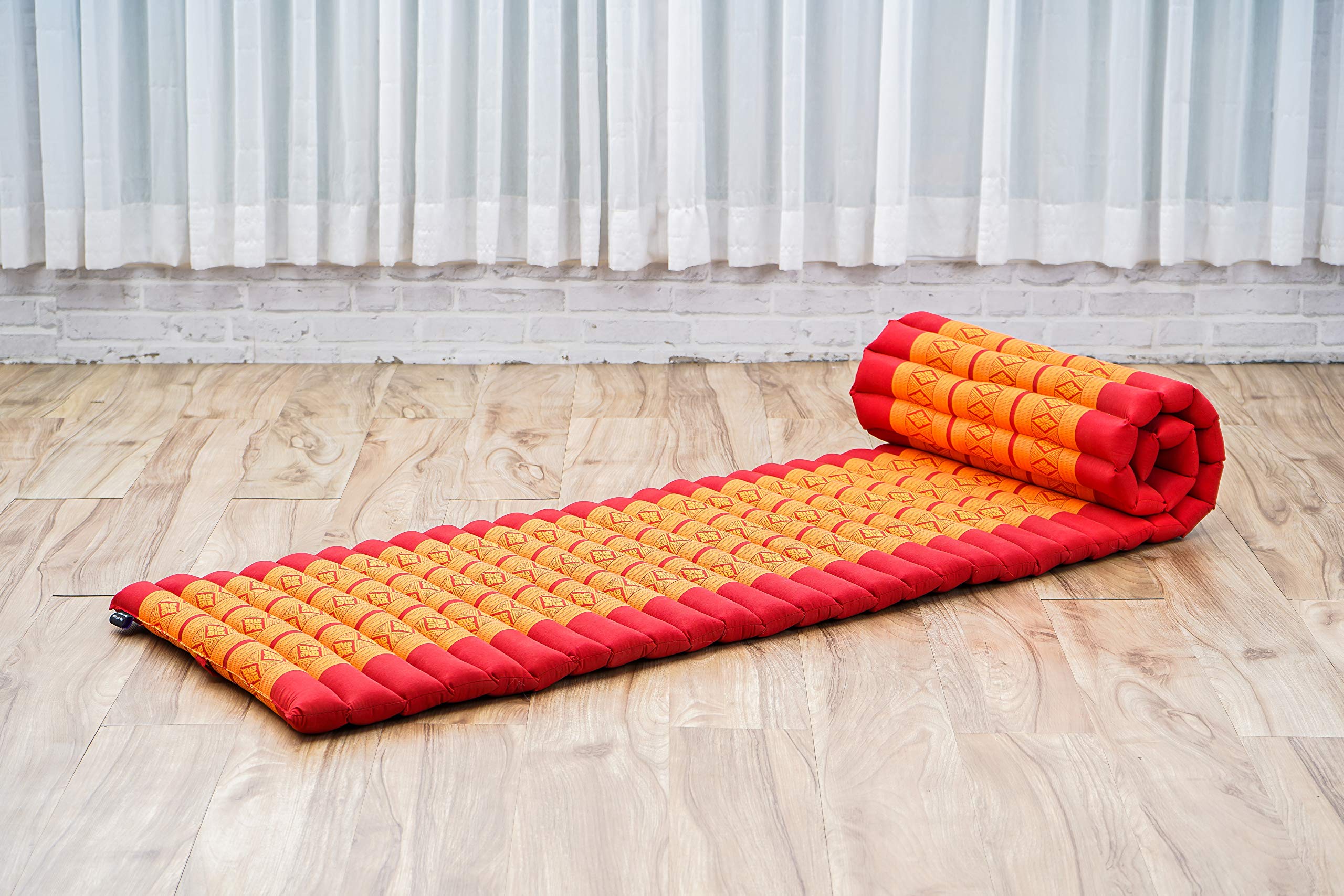 Leewadee Foldable Floor Mattress - Japanese Roll Up Futon & Trifold Tatami Mat - Guest Floor Bed & Camping Mattress - Thai Massage Mat with Kapok Filling (75