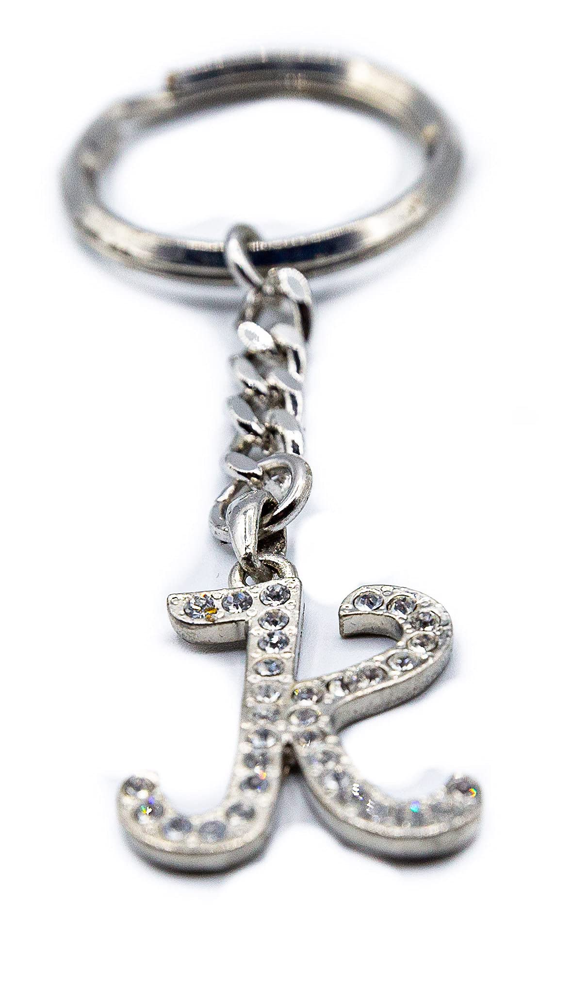 Swarovski Crystal Letter T Keychain - Elegant Chrome Plated Gift for Women