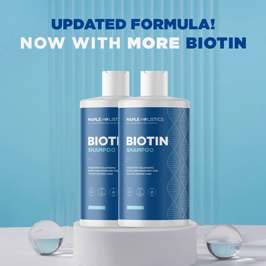 Rosemary & Biotin Shampoo for Thinning Hair - Vegan Volumizing Shampoo with B Vitamins, Argan Oil & Tea Tree Oil - Sulfate, Paraben & Silicone Free - For Fine & Weak Hair (2 Pack) - Perfect for Daily Hair Care & Scalp Nourishment