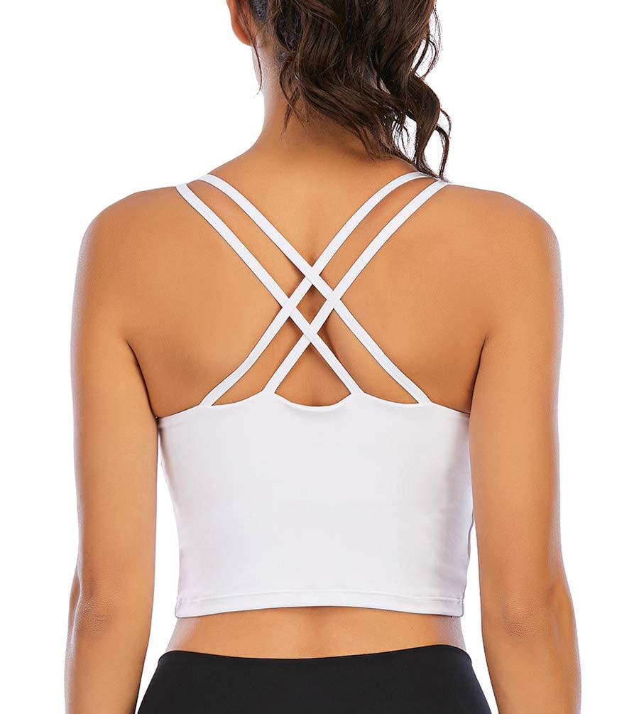 High Support Longline Sports Bras for Women - Padded Workout Yoga Bra with Removable Cups - Breathable Crop Top for Running, Gym & Active Lifestyle