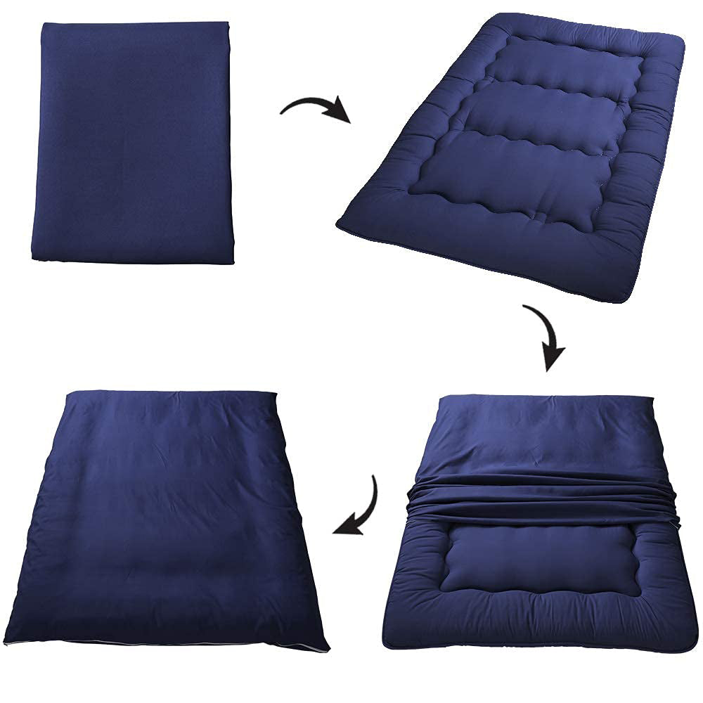 MAXYOYO Navy Blue Futon Mattress for Living Room - Comfortable & Space-Saving Sofa Bed Solution for Small Apartments, Guest Rooms & Dormitories