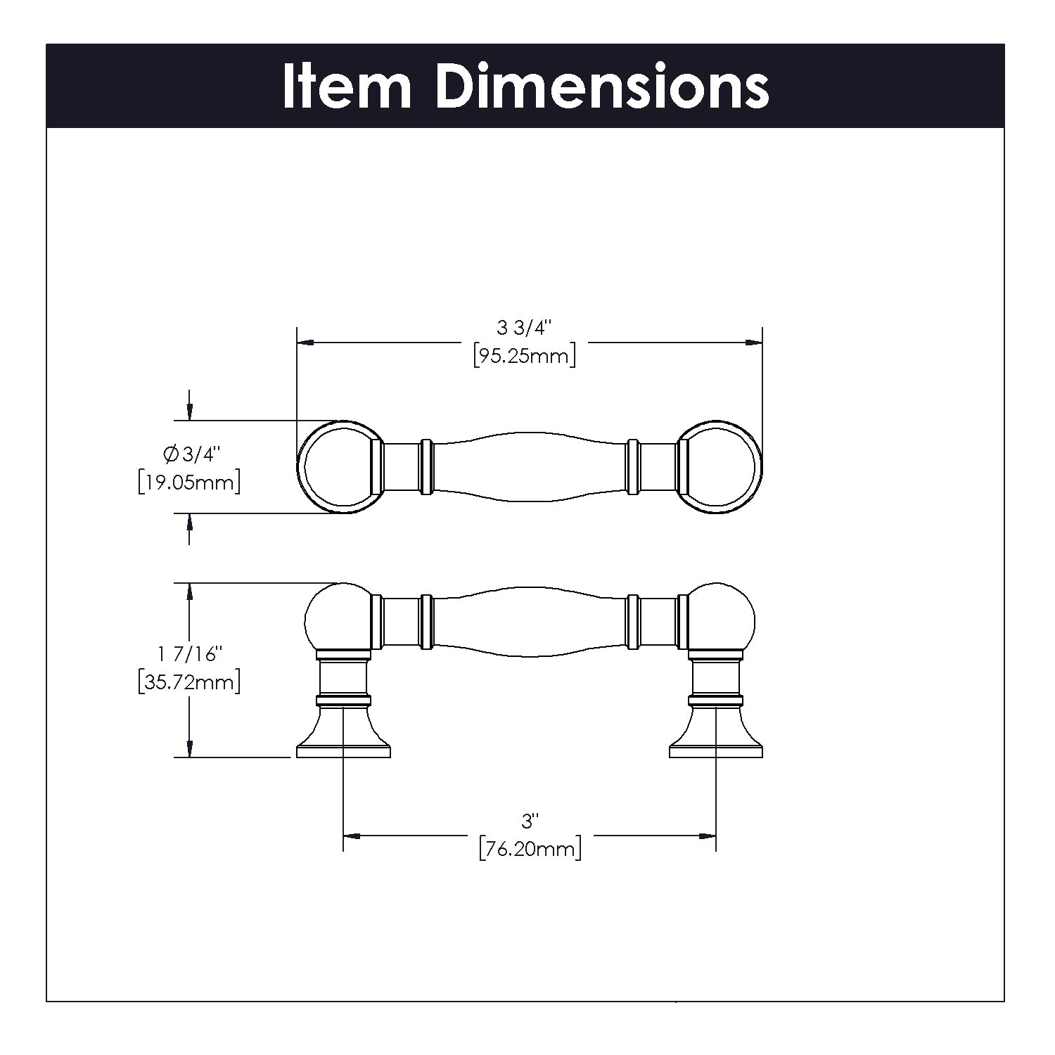 Fuller Pull 3 Inch Center to Center Matte Black Cabinet Handle - Perfect for Kitchen Cabinets, Drawers & Furniture Hardware