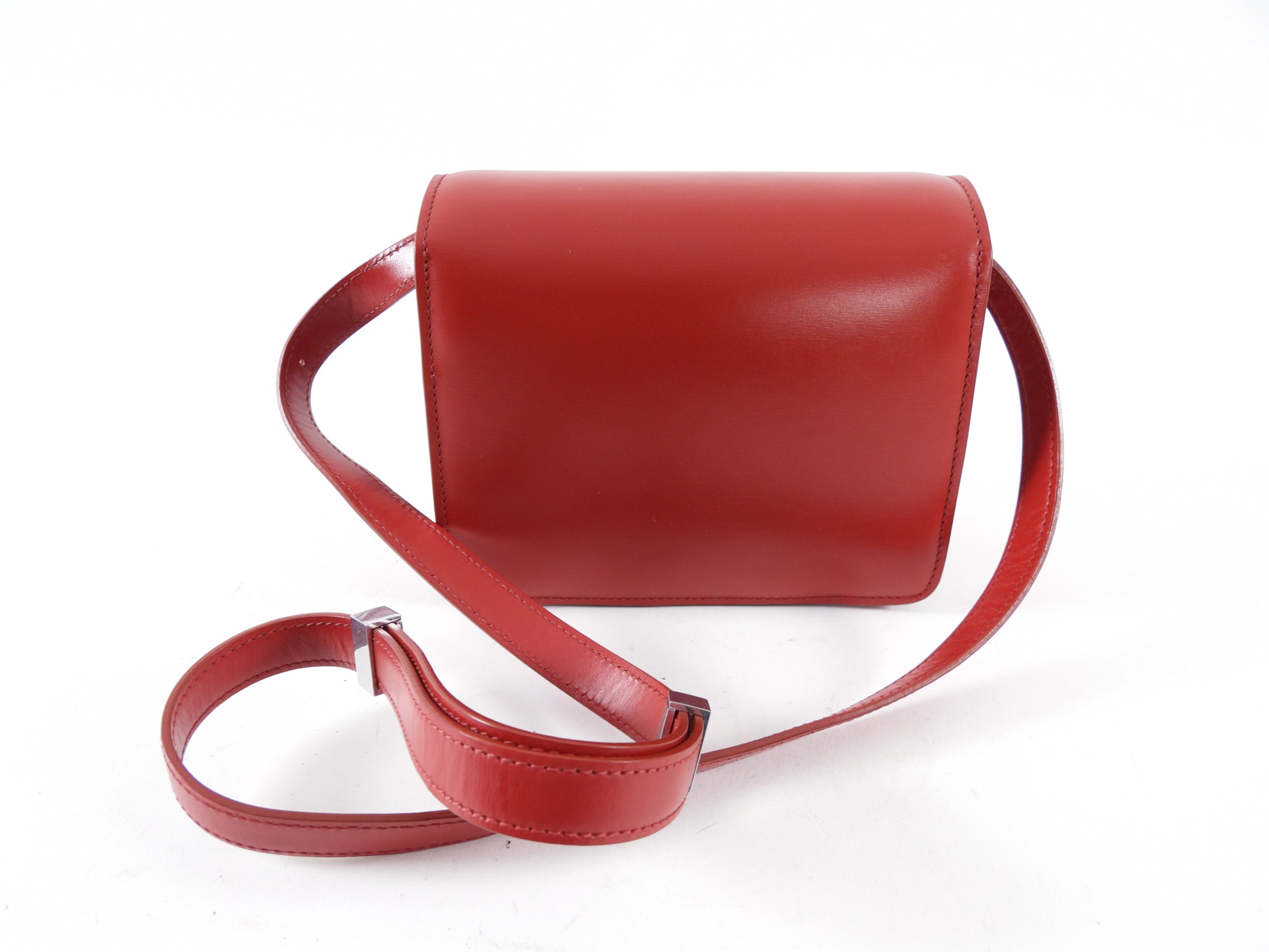 Celine Small Red Leather Box Bag - Stylish Crossbody Purse for Women, Perfect for Date Night & Evening Events