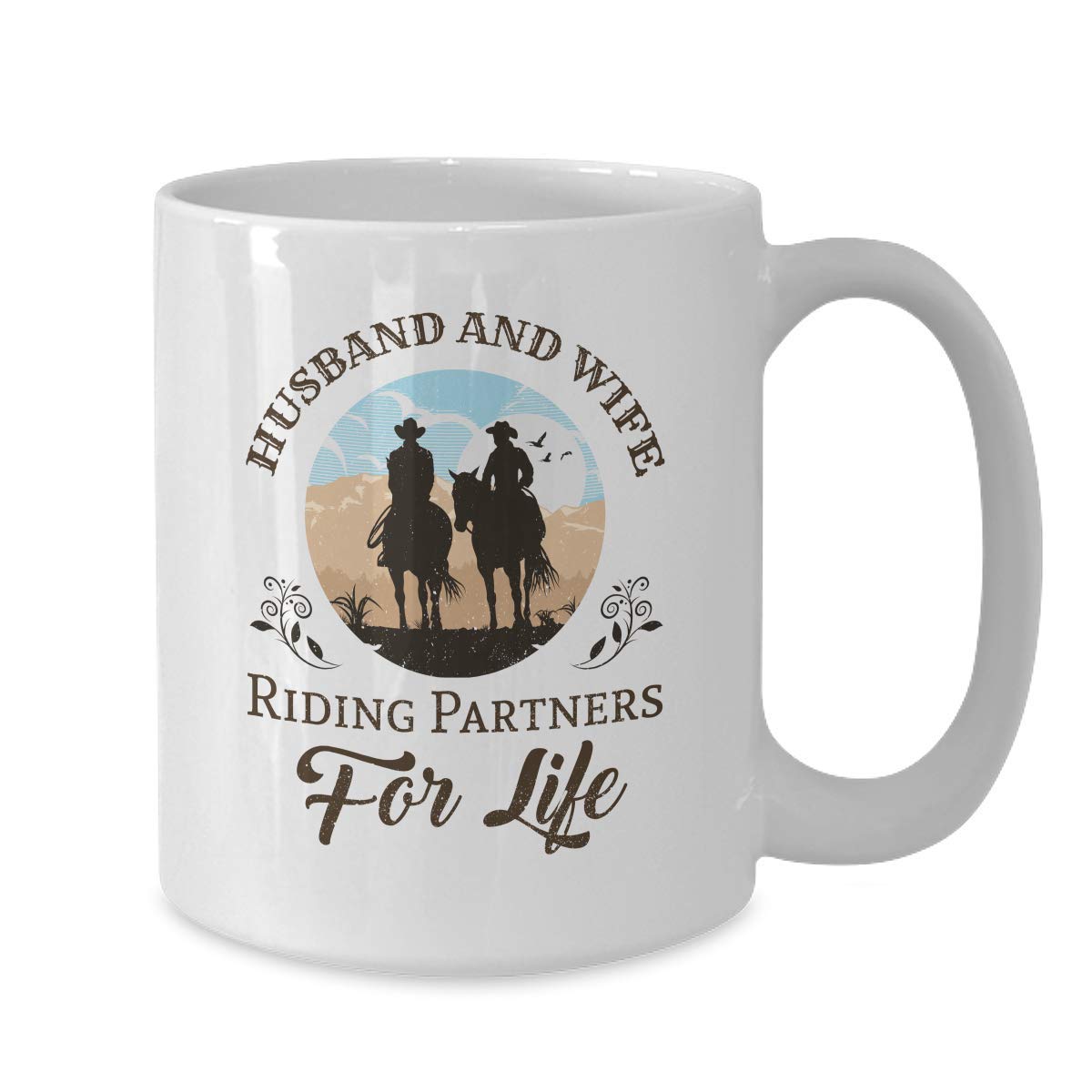 Husband and Wife Riding Partners For Life Romantic Mug - 15 oz White Coffee & Tea Cup, Perfect for Anniversaries, Birthdays & Couple Gifts