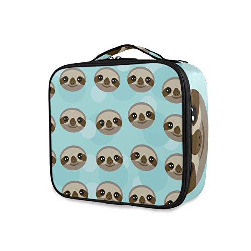 ALAZA Travel Makeup Case - Professional Cosmetic Organizer Bag with Three-Toed Sloth Design, Waterproof Makeup Storage Box for Travel, Home & Salon Use