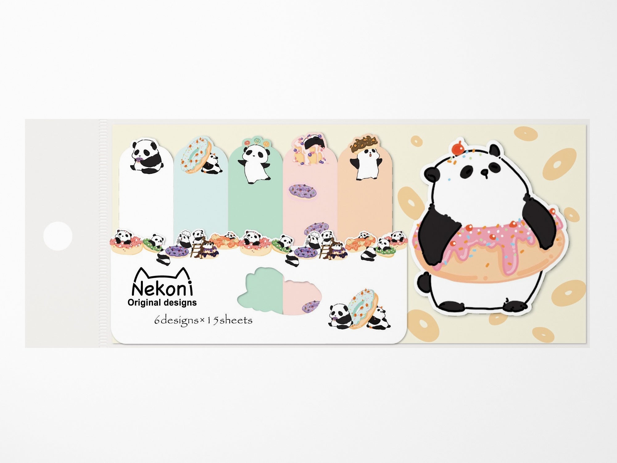 Panda Donut Sticky Notes - Cute Animal Memo Pads for Office, School & Home Organization - Adorable Kawaii Stationery Supplies for Notes & Reminders