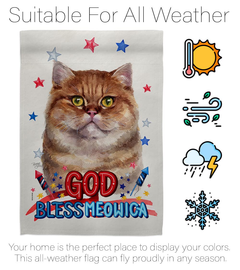 British Short Hair Cat Garden Flag Set - Double-Sided Patriotic Pet Decor for Yard & Home